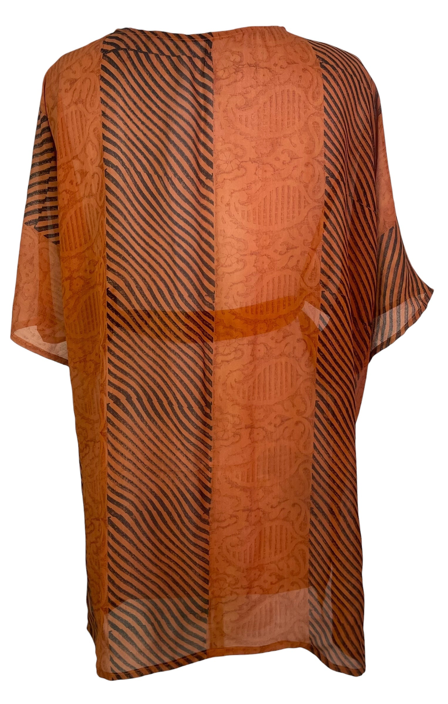 PRG8529 Sheer Avatar Pure Silk Kimono-Sleeved Jacket with Belt