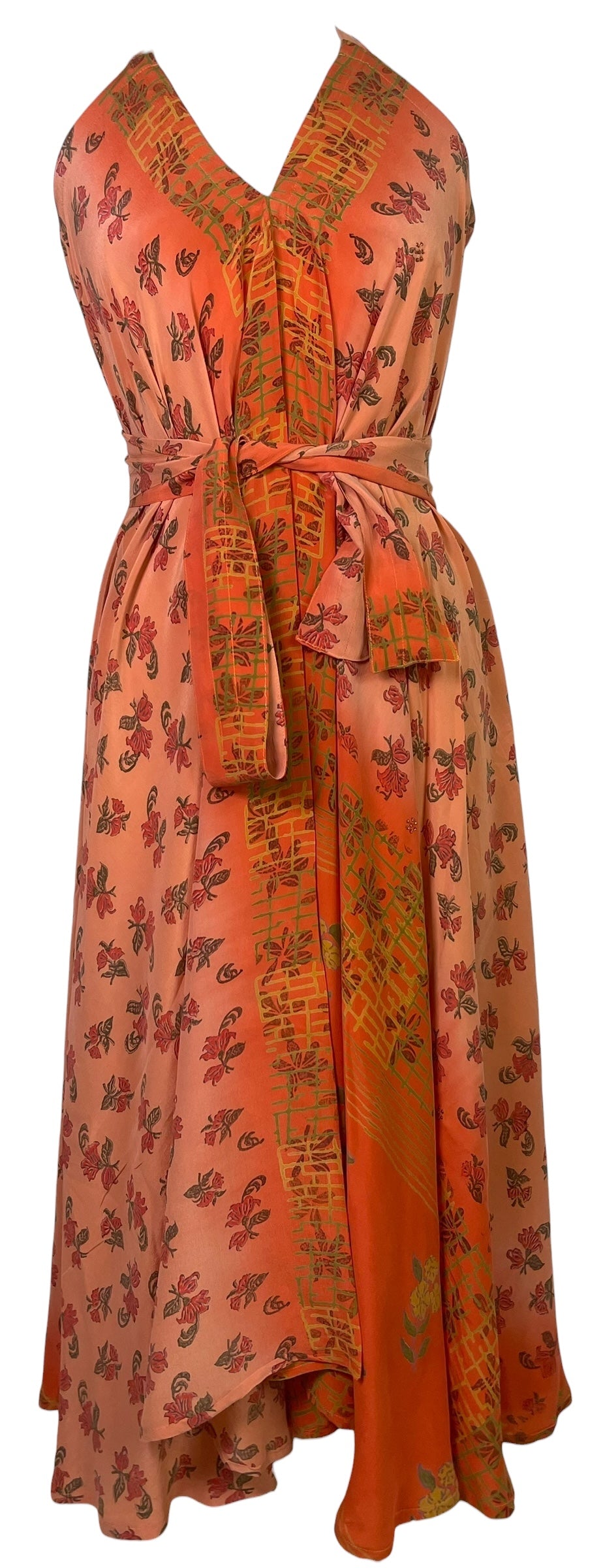 PREVIEW PRC8646 Avatar Pure Silk Maxi Dress with Belt by MARCH2026 – Handmade ethical Maxi Dress from sariKNOTsari using upcycled silk. Designed in Canada for travel and slow fashion, loved from Toronto to LA to Sydney.