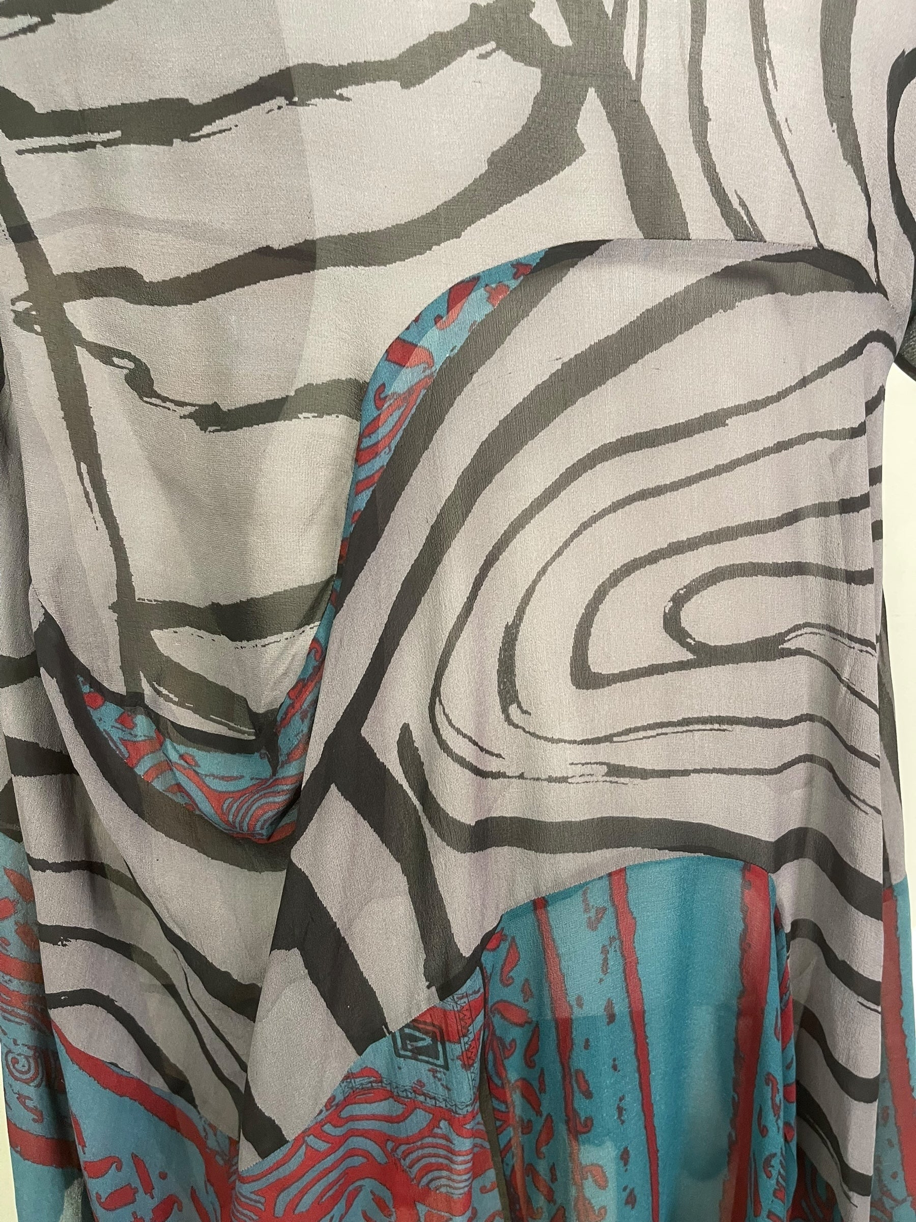 PRG8922 Sheer Wabi Sabi Sculptural Silk Long Tunic Dress by 15 FEBRUARY 2026 – Handmade ethical Sculptural Dress from sariKNOTsari using upcycled silk. Designed in Canada for travel and slow fashion, loved from Toronto to LA to Sydney.