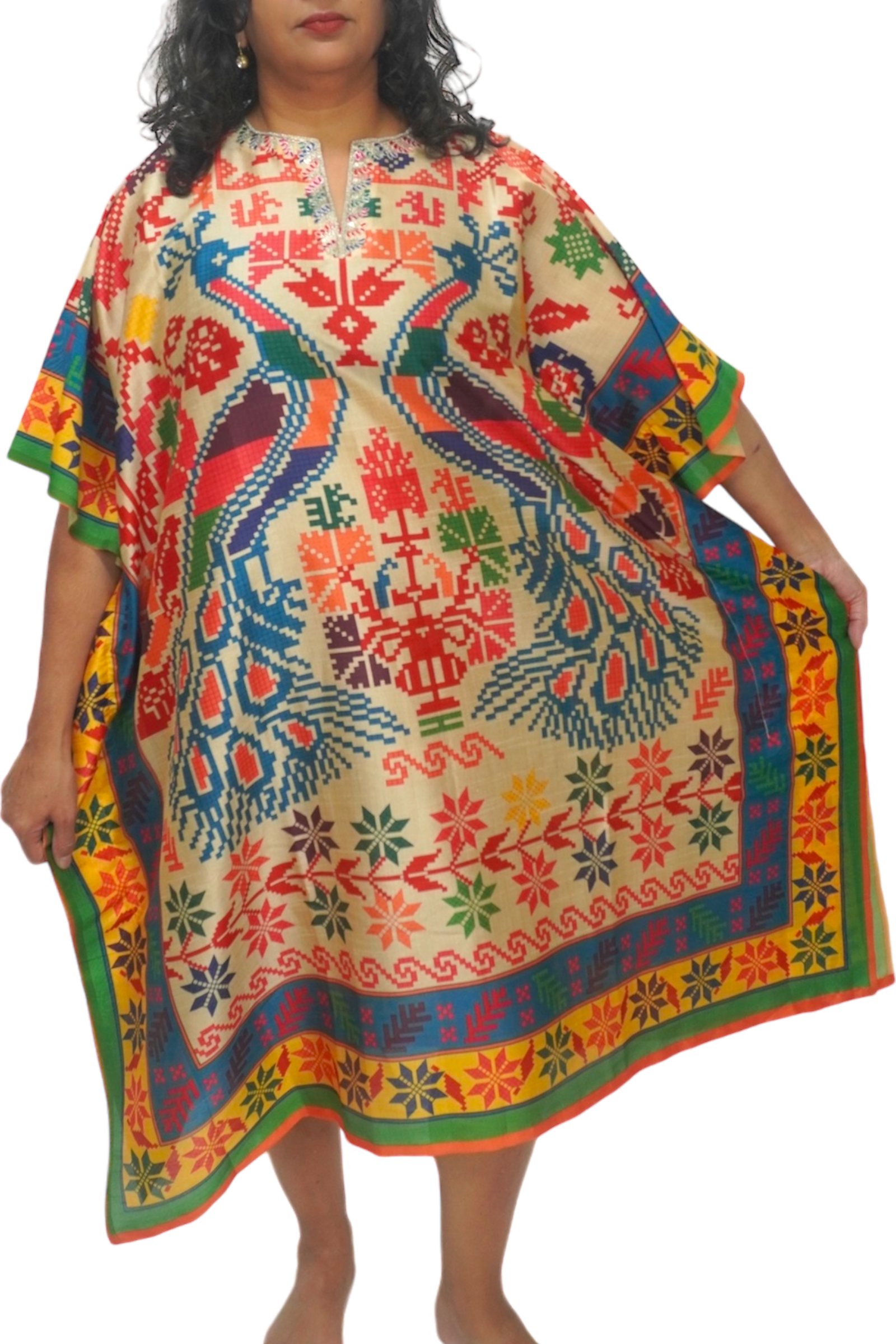 The Ndenzi Silk Blend Midi Length Kaftan LOOSE FIT