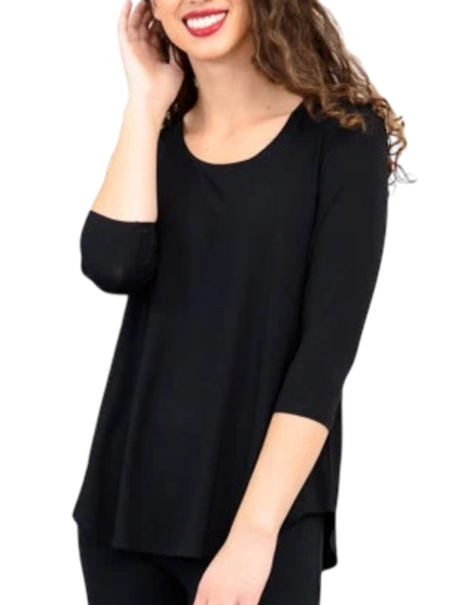 Jazz 3/4 Sleeve Black Bamboo Top