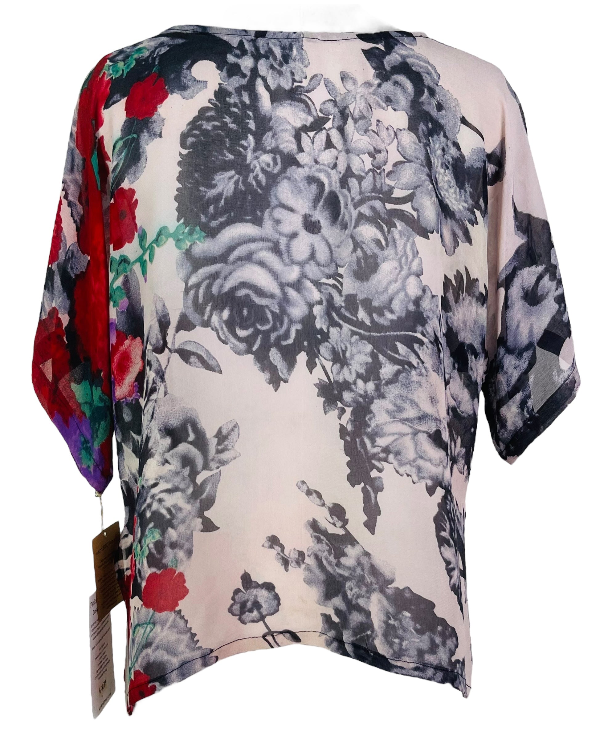 PRG7079 Sheer Wabi Sabi Pure Silk Side Slit Top