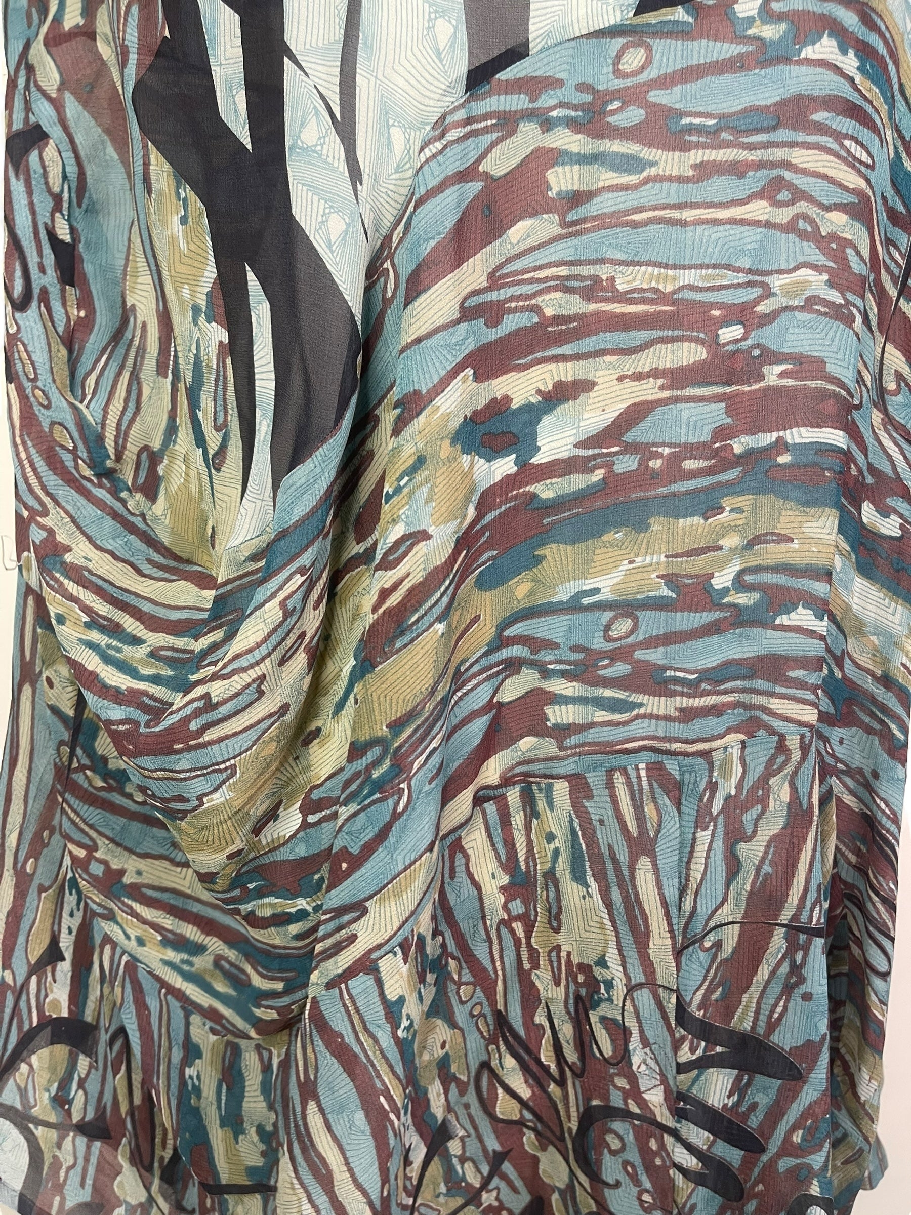 PRG7984 Sheer Avatar Pure Silk Sculptural Long Tunic Dress