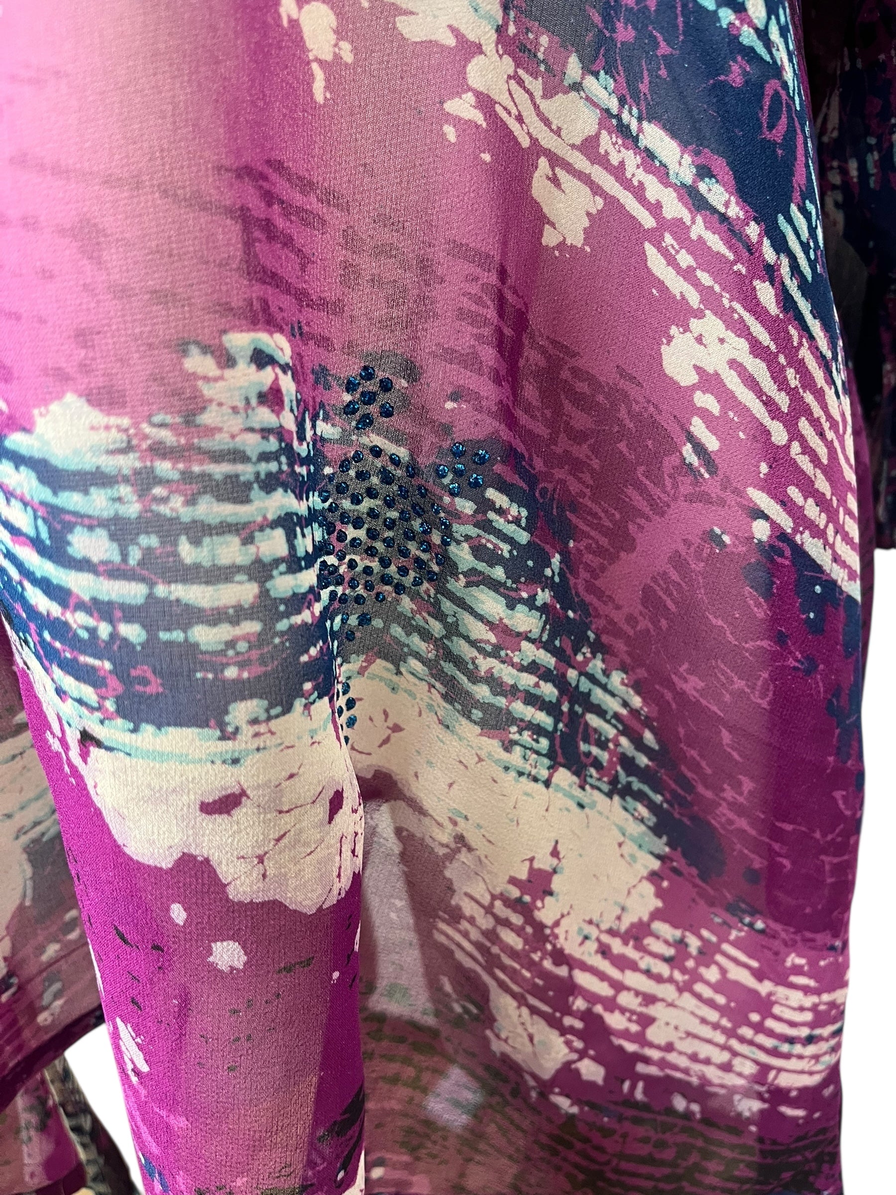 PRG7880 Sheer Wabi Sabi Pure Silk Long Tunic with Side Ties