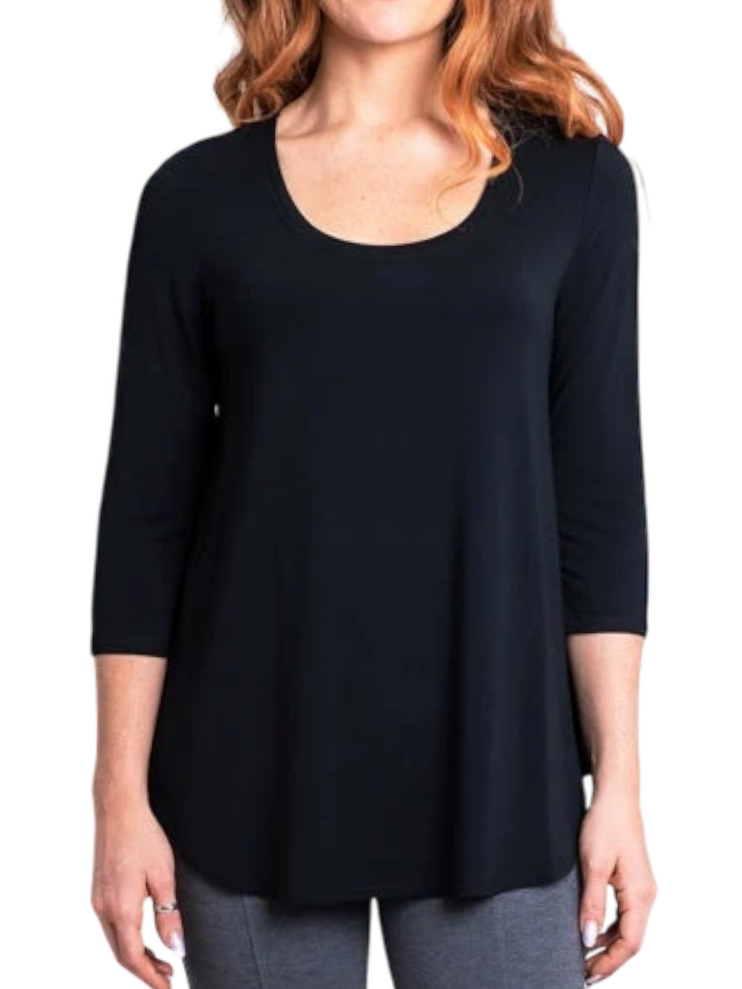 Jazz 3/4 Sleeve Black Bamboo Top