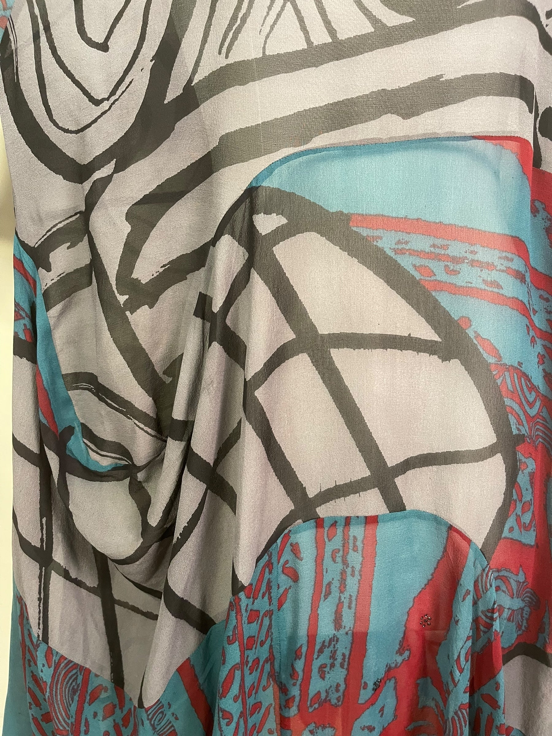PRG8922 Sheer Wabi Sabi Sculptural Silk Long Tunic Dress by 15 FEBRUARY 2026 – Handmade ethical Sculptural Dress from sariKNOTsari using upcycled silk. Designed in Canada for travel and slow fashion, loved from Toronto to LA to Sydney.