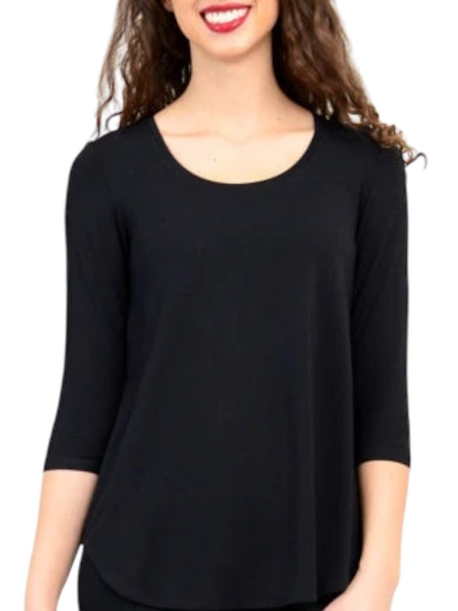 Jazz 3/4 Sleeve Black Bamboo Top