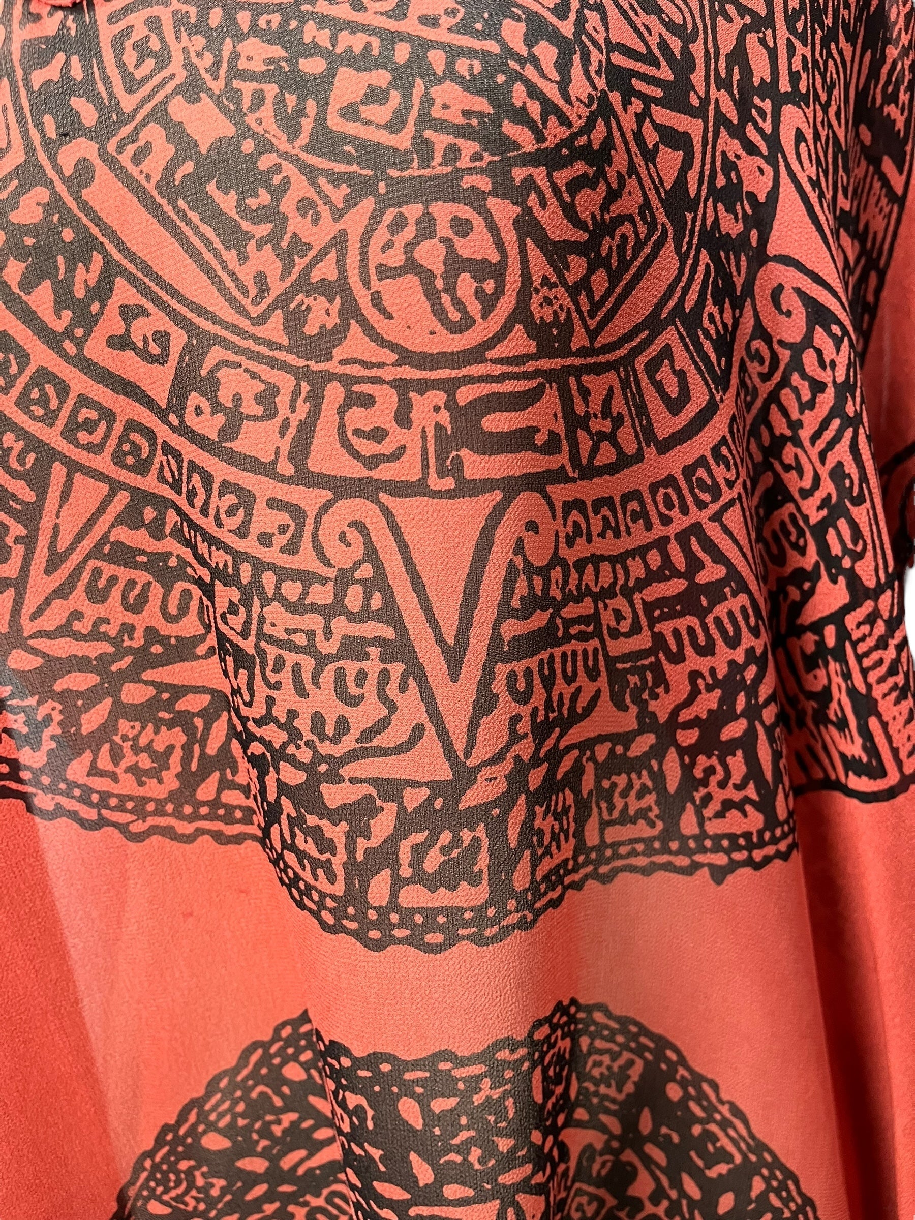 PRG101 Sheer Avatar Pure Silk Midi Length Kaftan with Slits