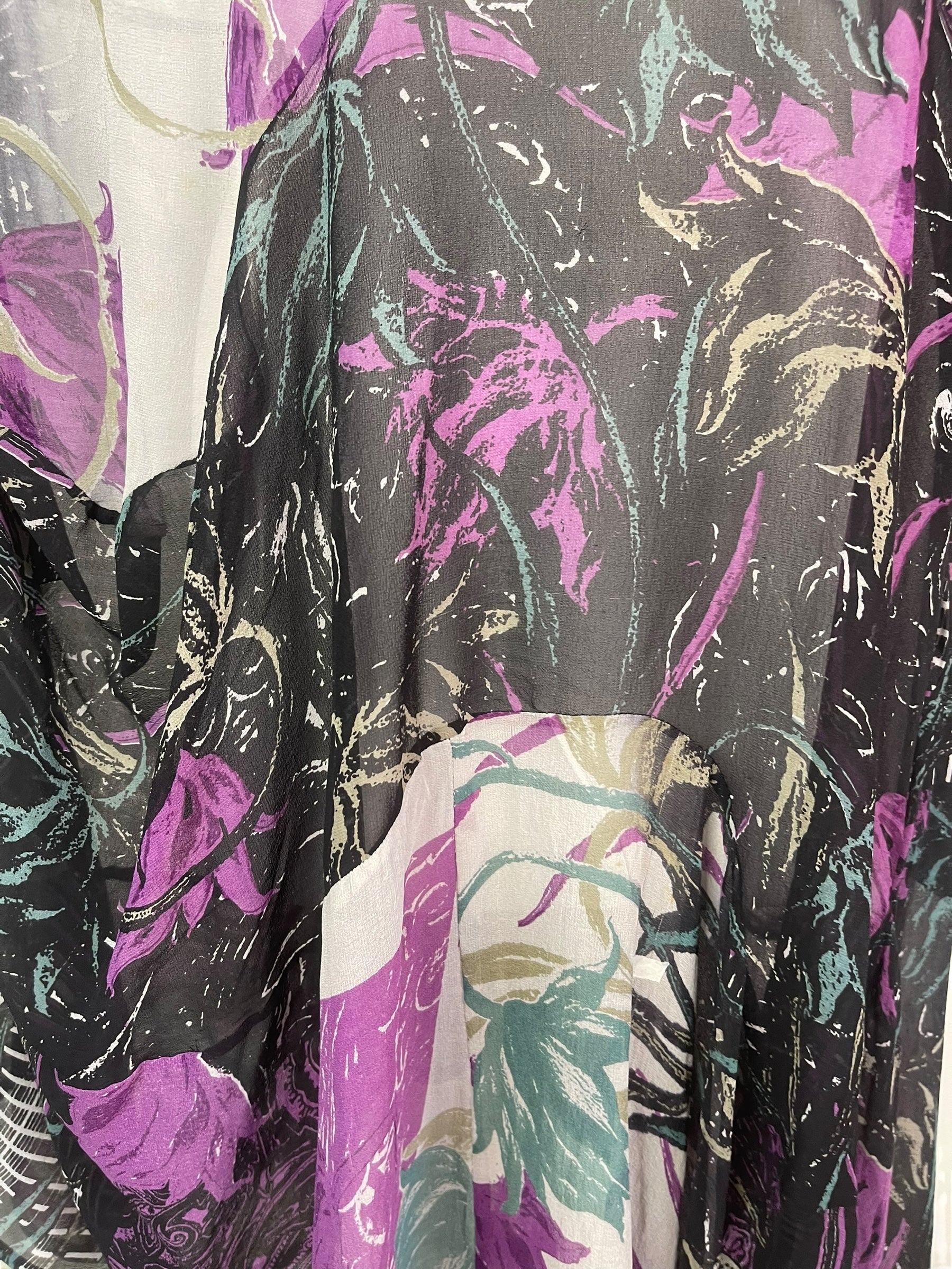 PRG7986 Sheer Wabi Sabi Sculptural Silk Long Tunic Dress by DECEMBER2025 – Handmade ethical Sculptural Dress from sariKNOTsari using upcycled silk. Designed in Canada for travel and slow fashion, loved from Toronto to LA to Sydney.