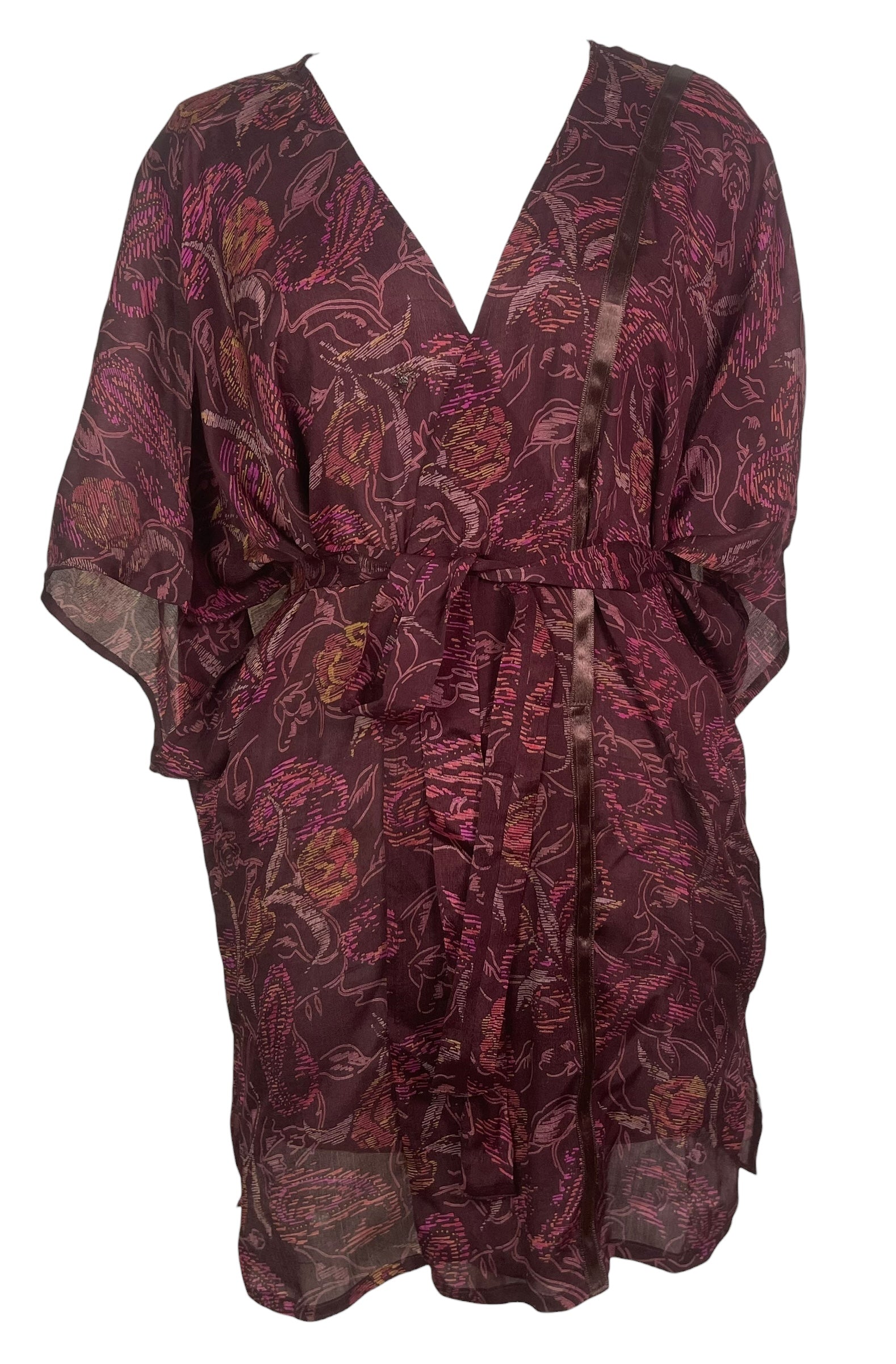 PRC8489 Avatar Pure Silk Kimono-Sleeved Jacket with Belt
