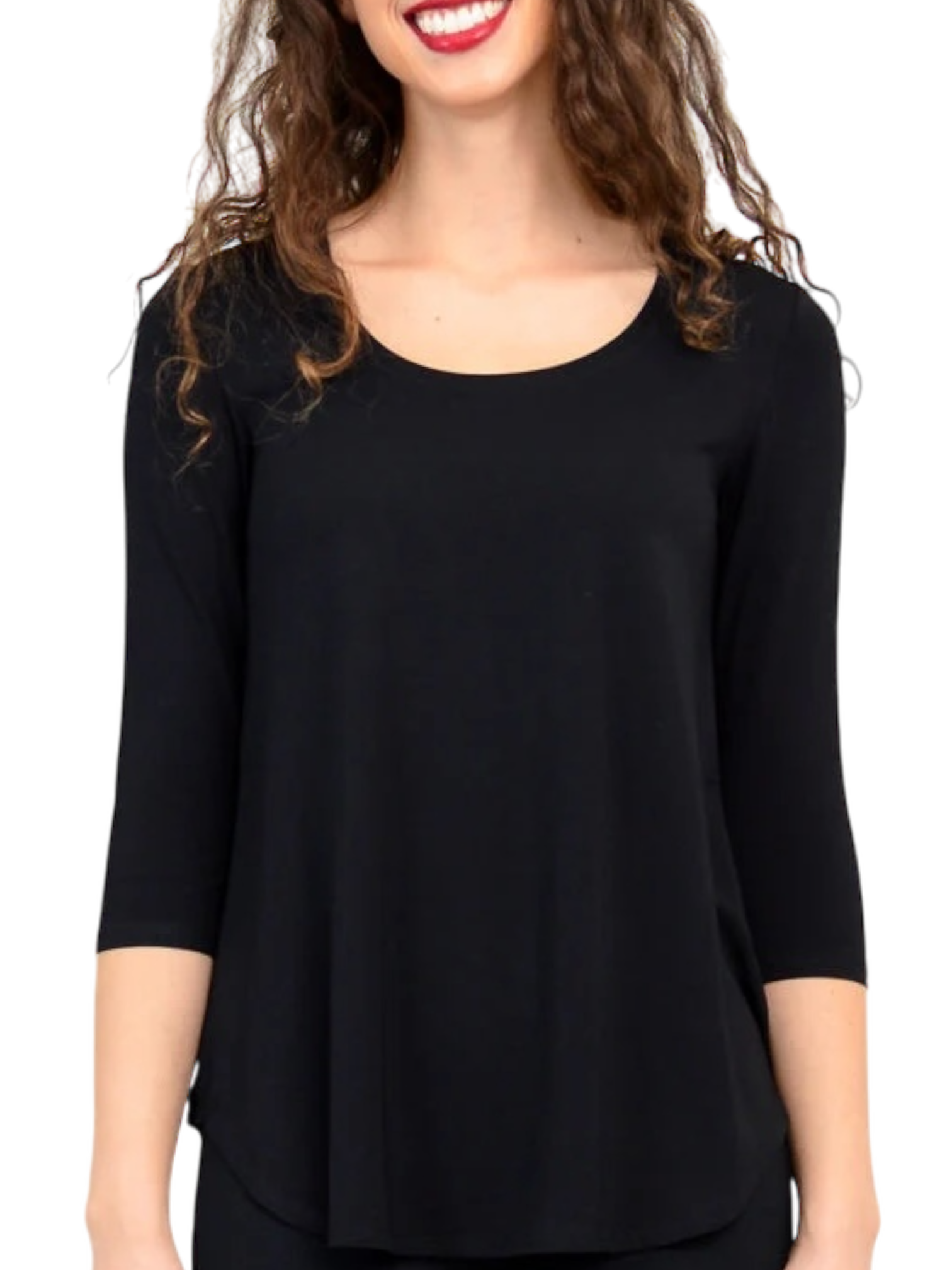 Jazz 3/4 Sleeve Black Bamboo Top