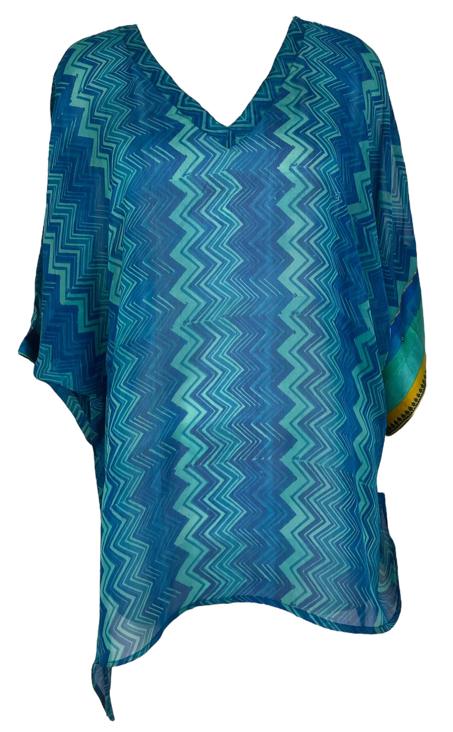 PRG7879 Sheer Avatar Pure Silk Long Tunic with Side Ties