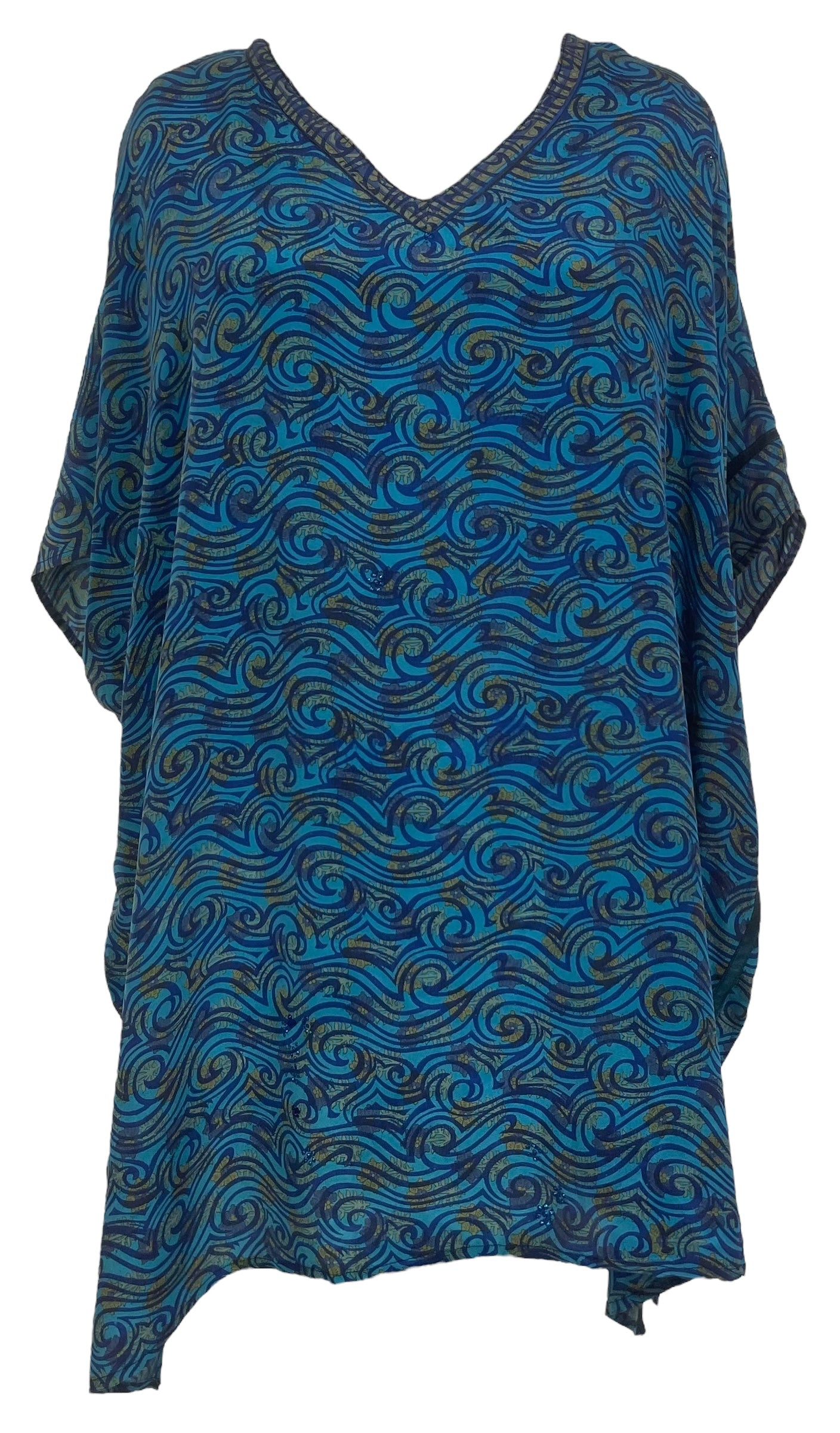 PRC7697 Avatar Pure Silk Short Kaftan Tunic with Slits