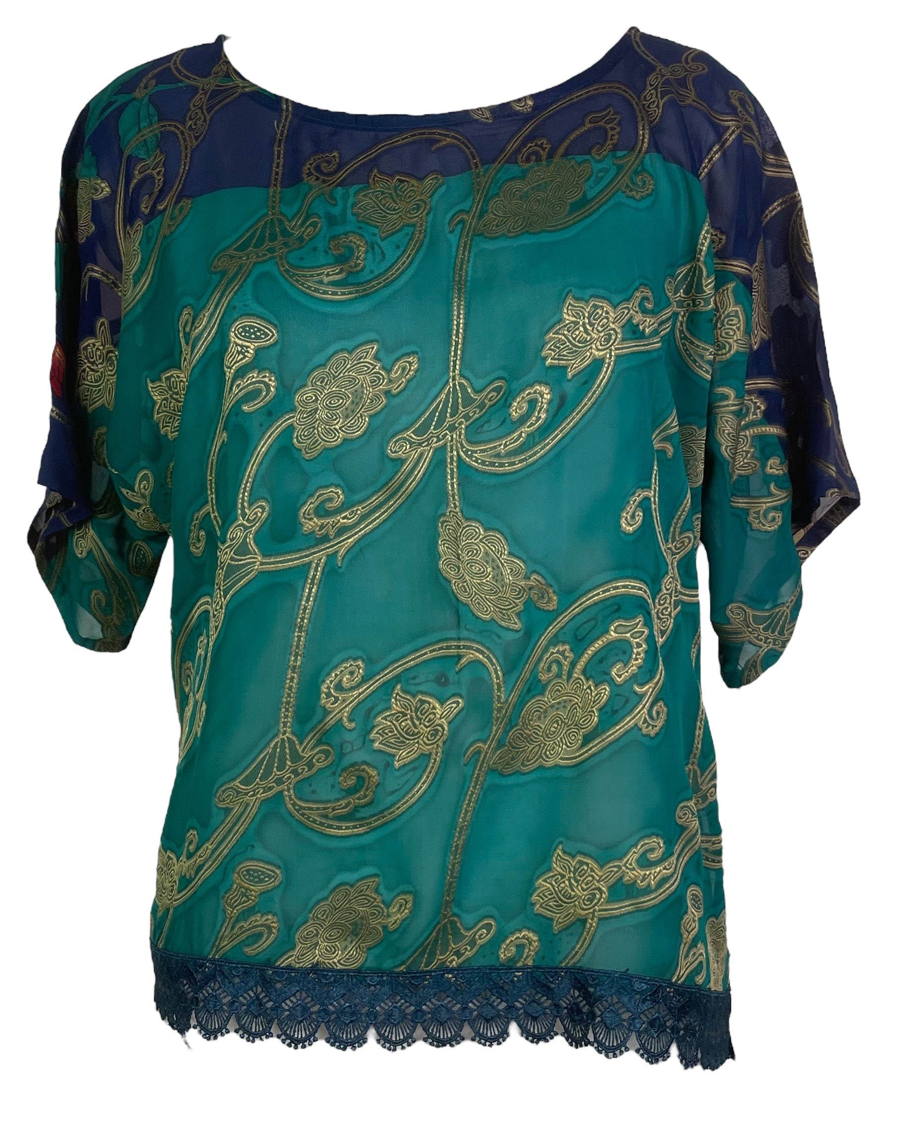 PREVIEW PRG7654 Sheer Avatar Pure Silk Side Slit Top by DECEMBER2025 – Handmade ethical Side Slit Top from sariKNOTsari using upcycled silk. Designed in Canada for travel and slow fashion, loved from Toronto to LA to Sydney.