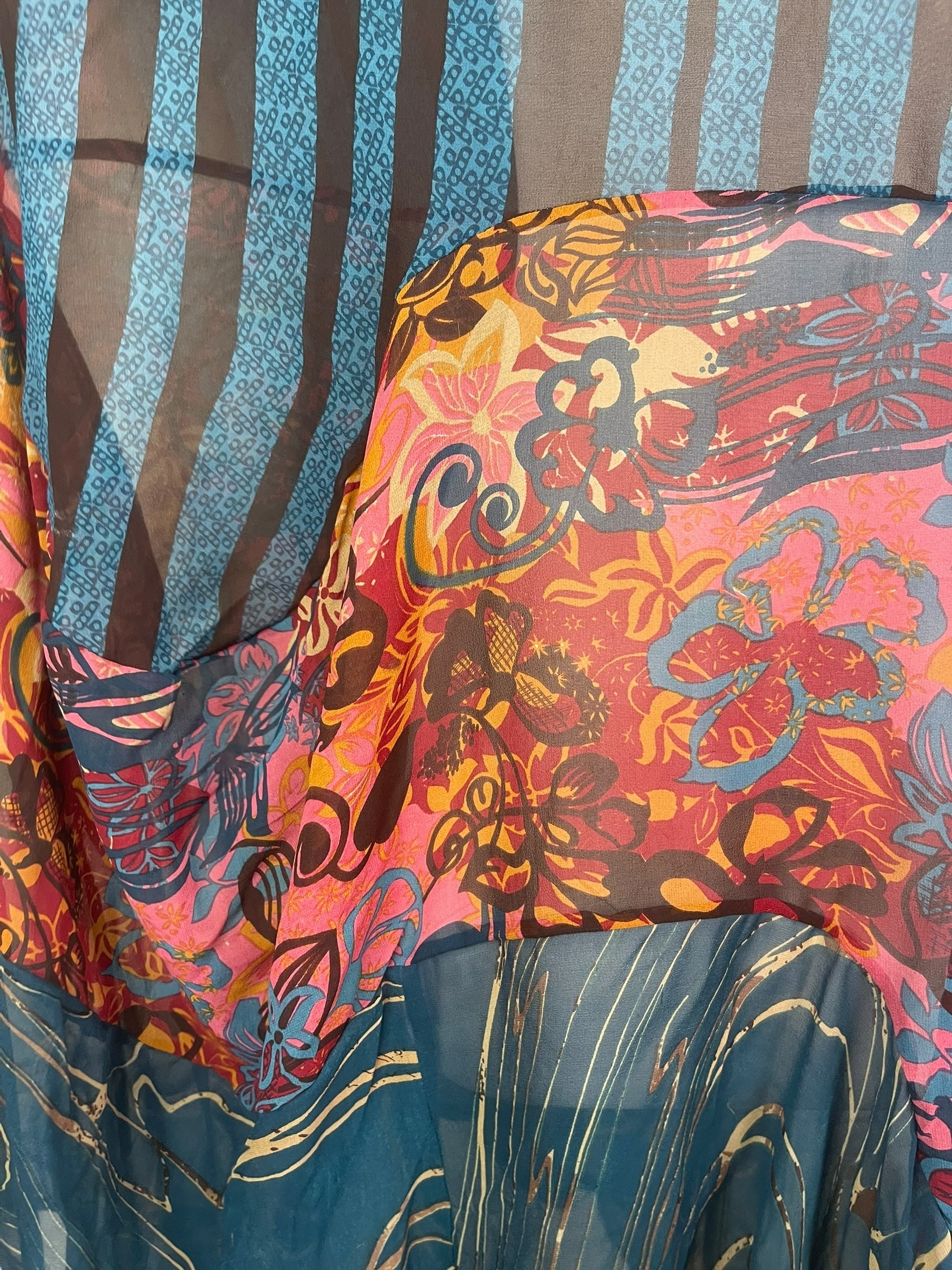 PRG7996 Sheer Avatar Pure Silk Sculptural Long Tunic Dress