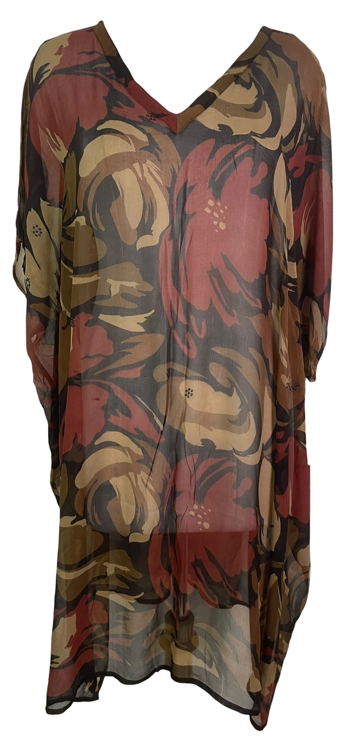 PRG8848 Sheer  Wabi Sabi Pure Silk Midi Length Kaftan by 15 FEBRUARY 2026 – Handmade ethical Midi Length Kaftan from sariKNOTsari using upcycled silk. Designed in Canada for travel and slow fashion, loved from Toronto to LA to Sydney.