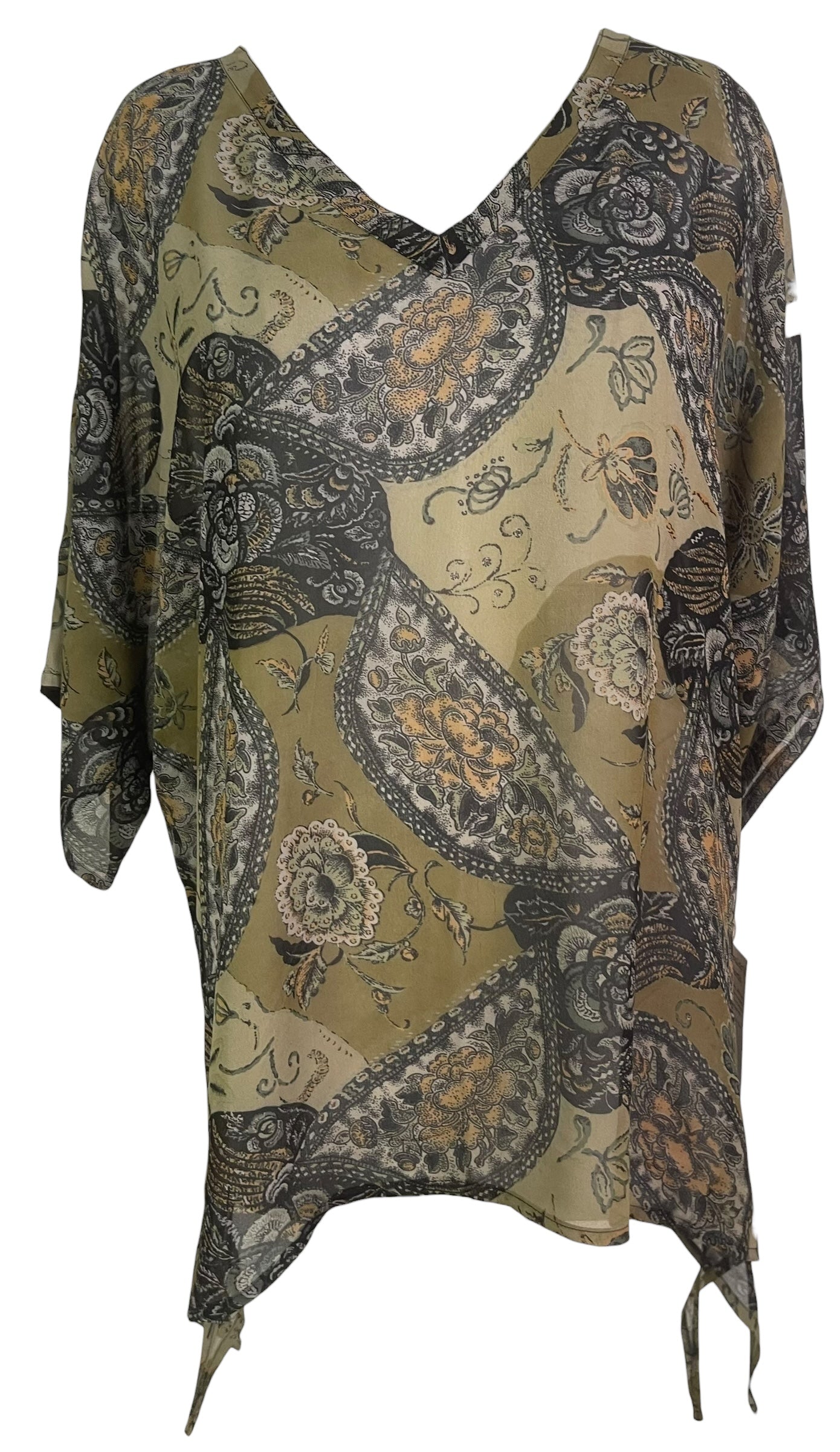 PRG8847 Sheer Wabi Sabi Pure Silk Long Tunic with Side Ties by 15 FEBRUARY 2026 – Handmade ethical Side Tie Tunic from sariKNOTsari using upcycled silk. Designed in Canada for travel and slow fashion, loved from Toronto to LA to Sydney.