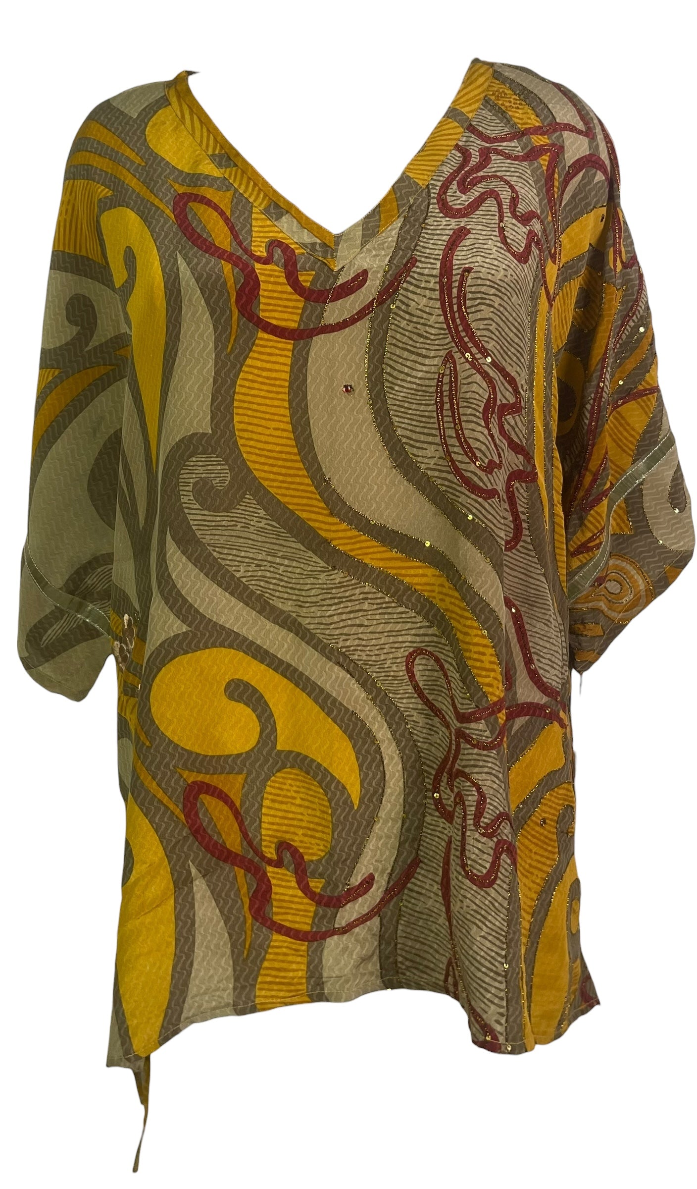 PRC8841 Avatar Pure Silk Long Tunic with Side Ties by 15 FEBRUARY 2026 – Handmade ethical Side Tie Tunic from sariKNOTsari using upcycled silk. Designed in Canada for travel and slow fashion, loved from Toronto to LA to Sydney.