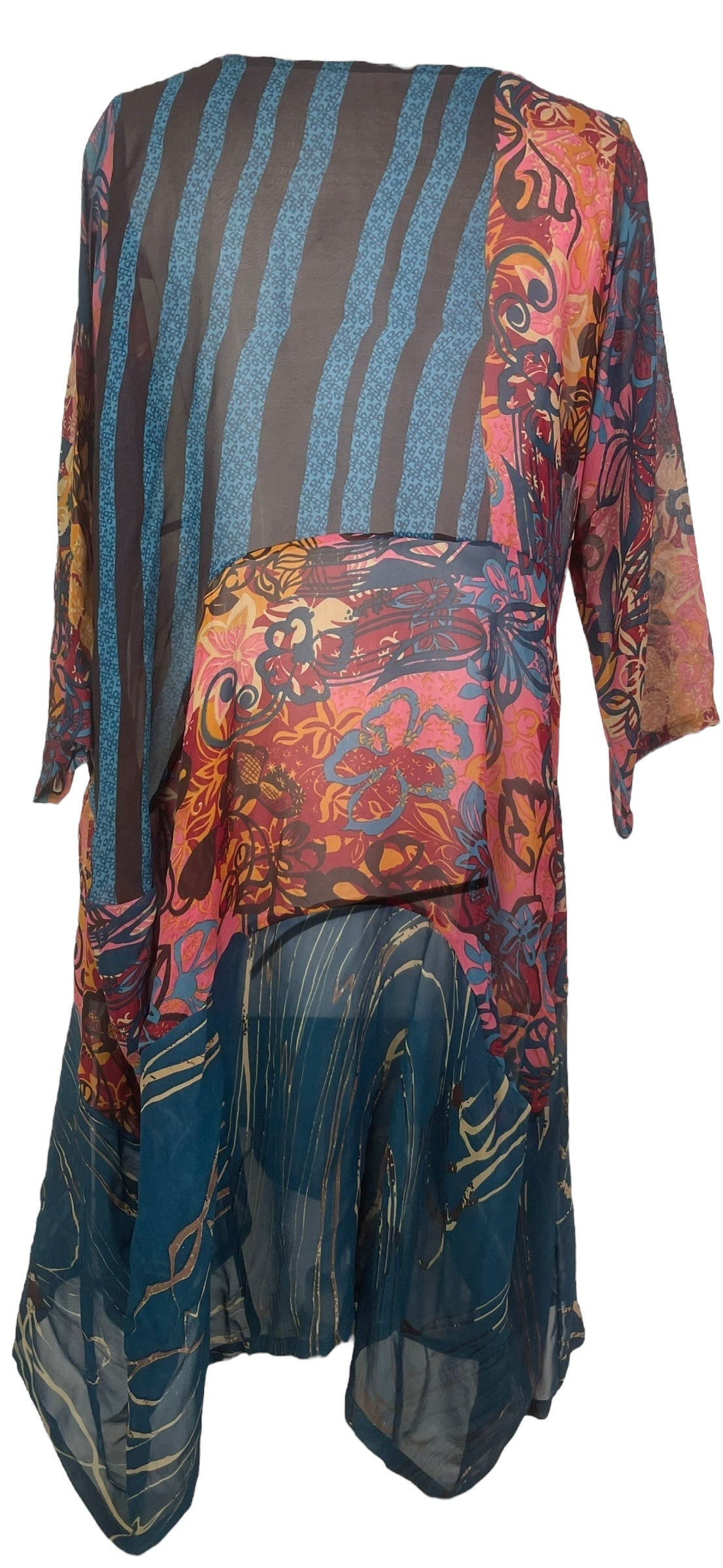 PRG7996 Sheer Avatar Pure Silk Sculptural Long Tunic Dress