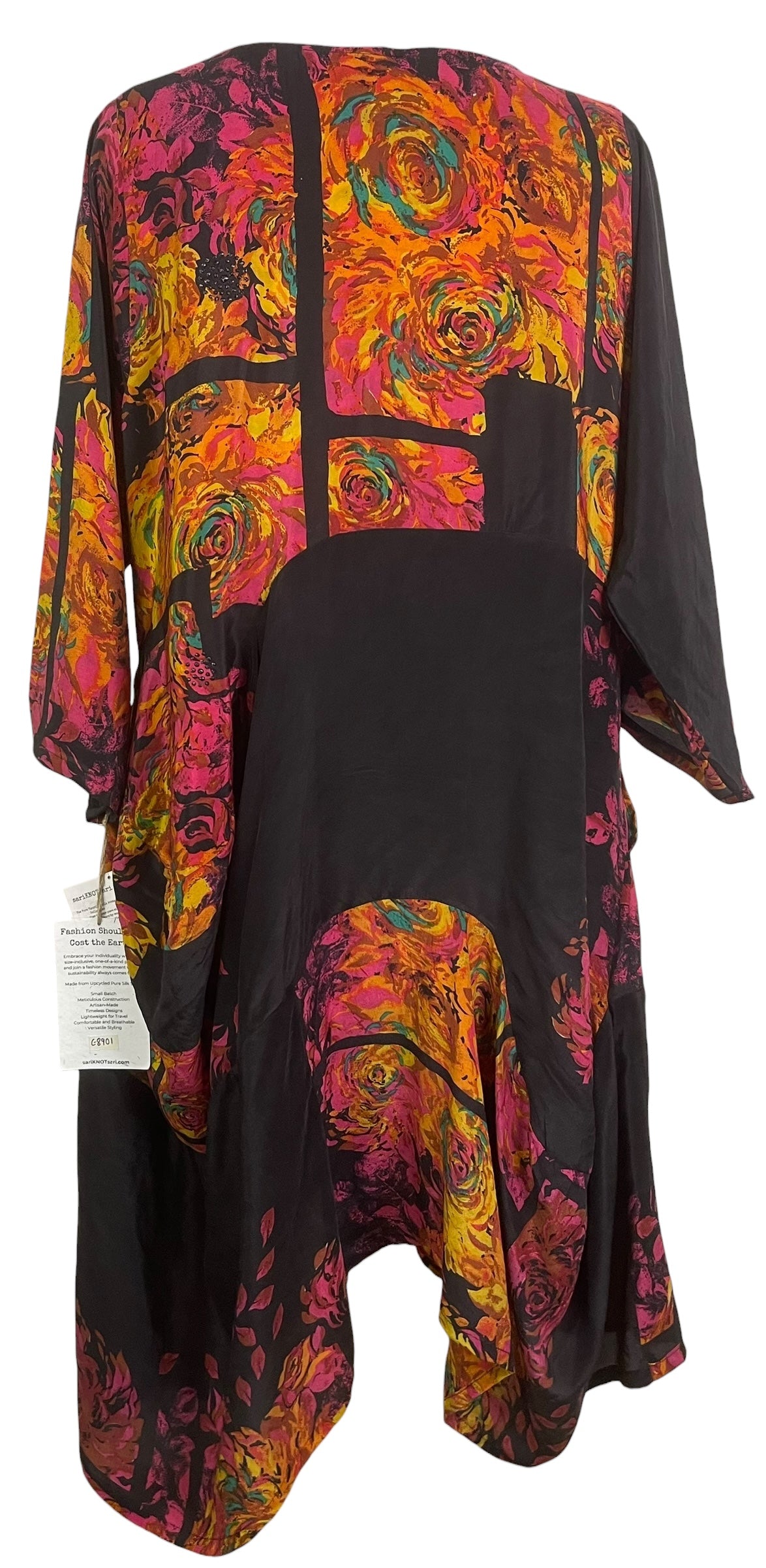 PRC8901 Avatar Pure Silk Sculptural Long Tunic Dress by 15 FEBRUARY 2026 – Handmade ethical Sculptural Dress from sariKNOTsari using upcycled silk. Designed in Canada for travel and slow fashion, loved from Toronto to LA to Sydney.