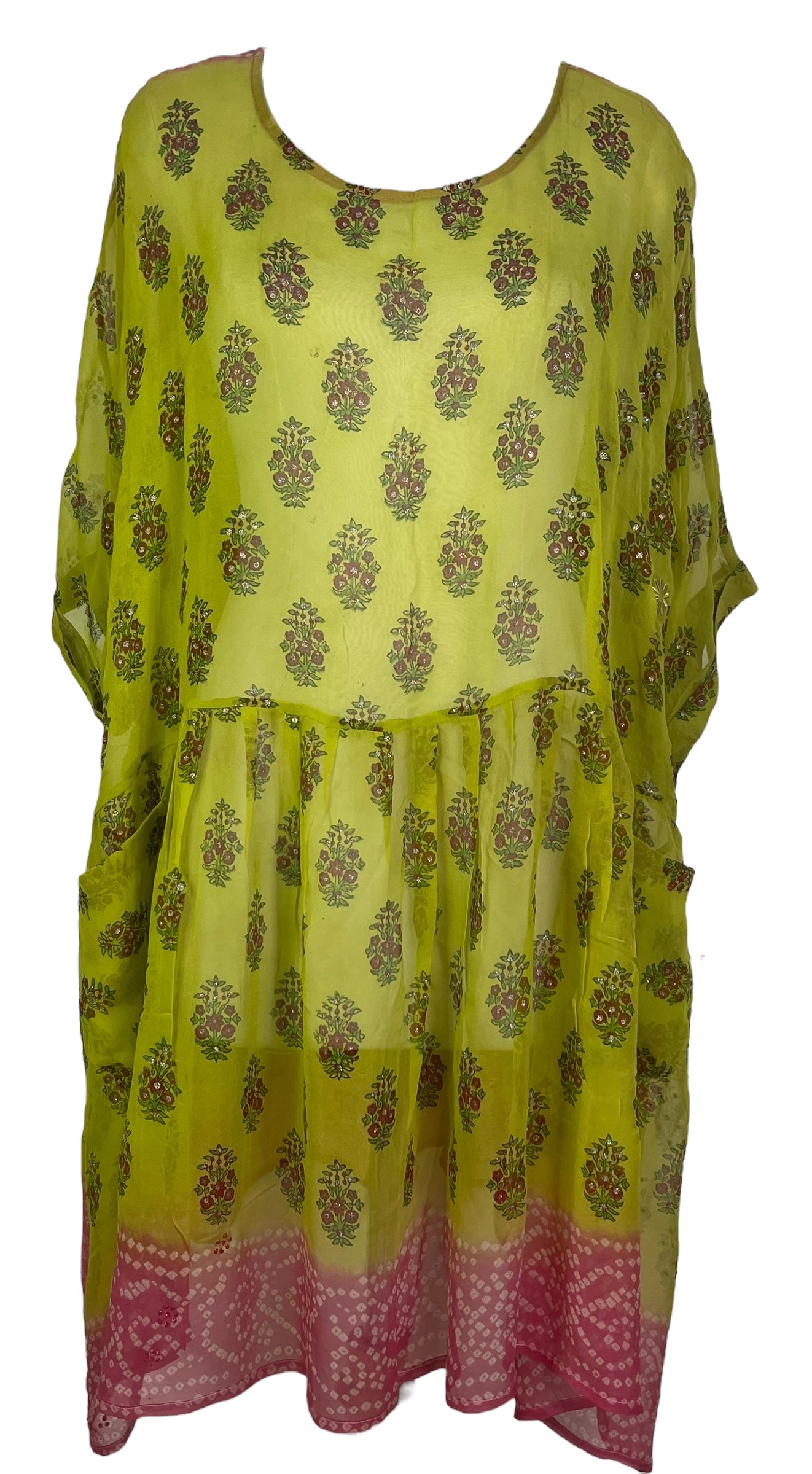 PCH7442 Sheer Chiffon Avatar Pure Silk Boxy Babydoll Dress  sariKNOTsari