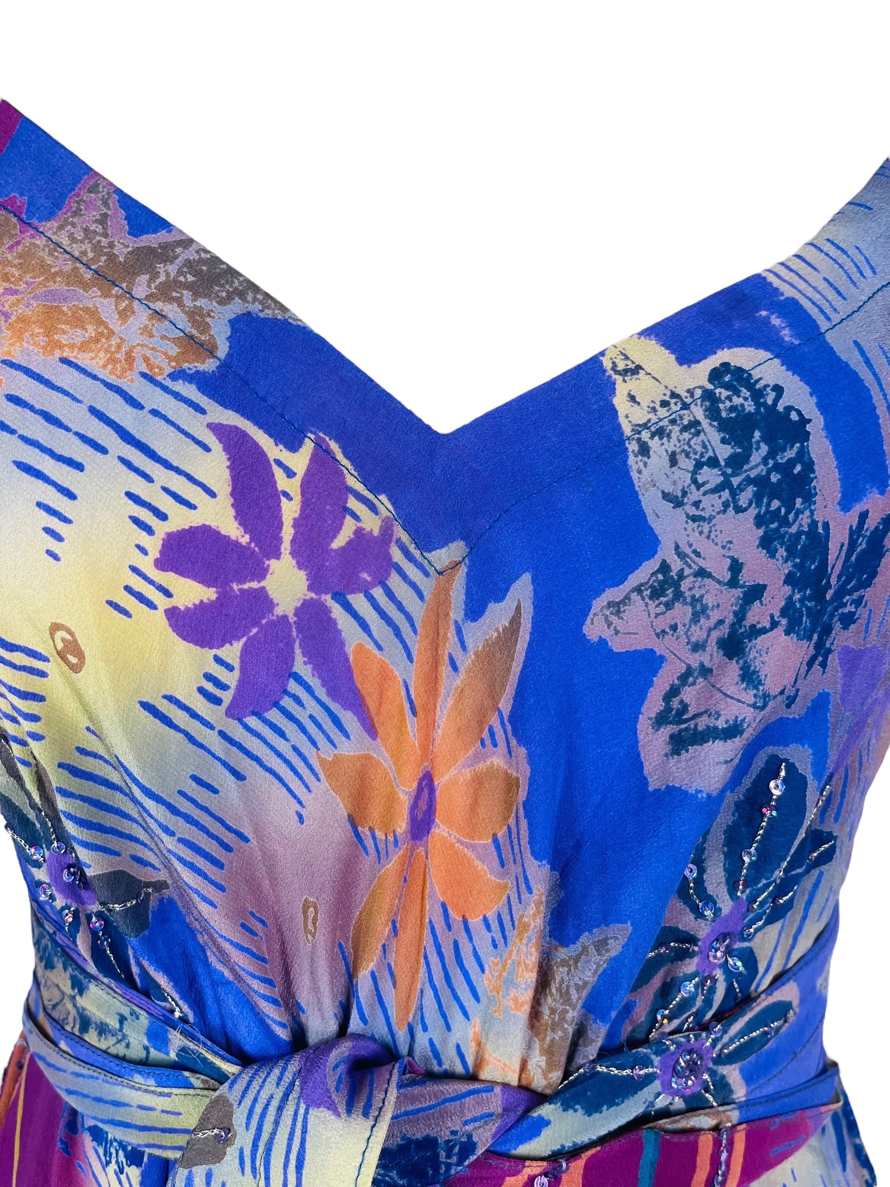 PRC7758 Avatar Pure Silk Maxi Dress with Belt