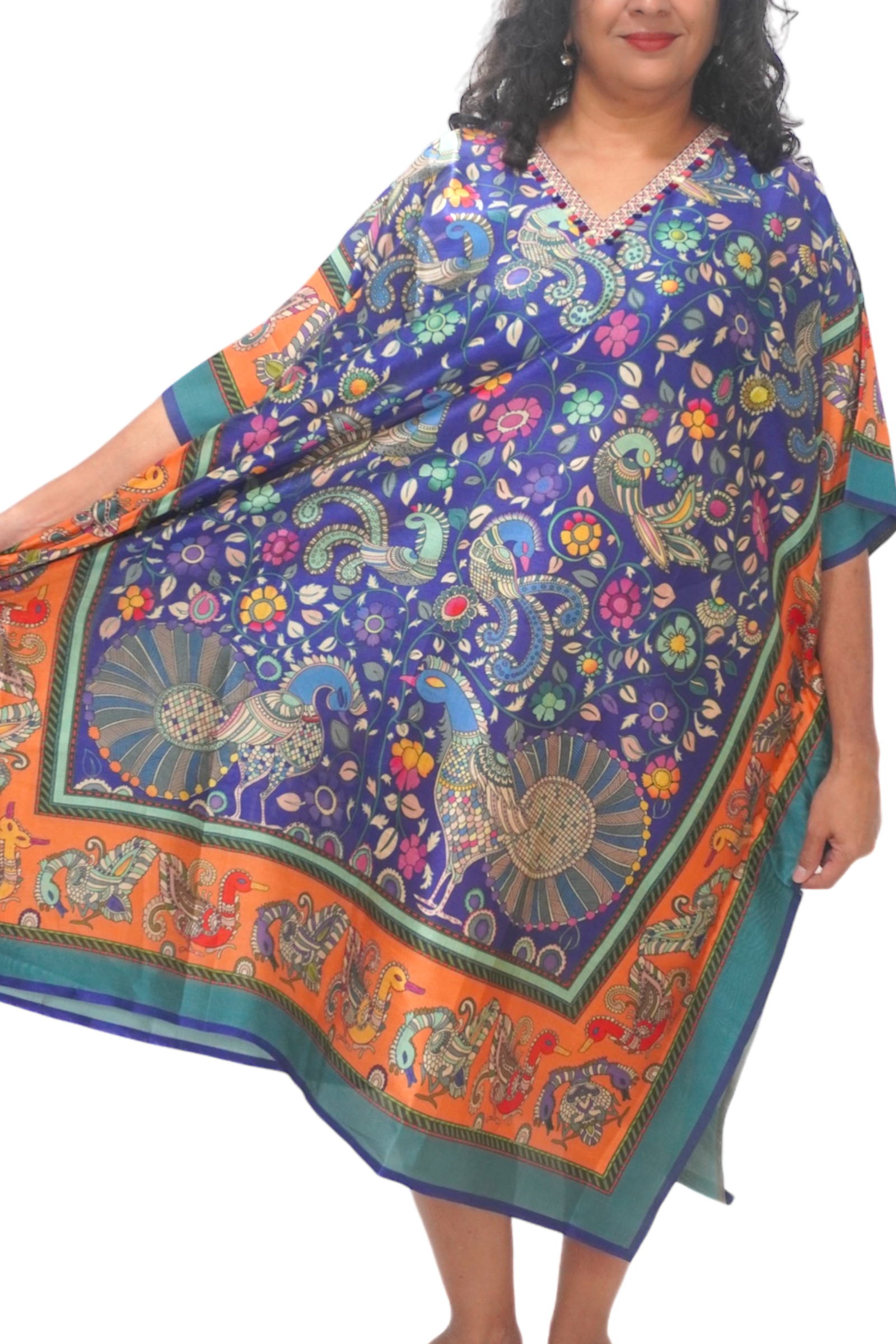 The Shefali Silk Blend Midi Length Kaftan LOOSE FIT