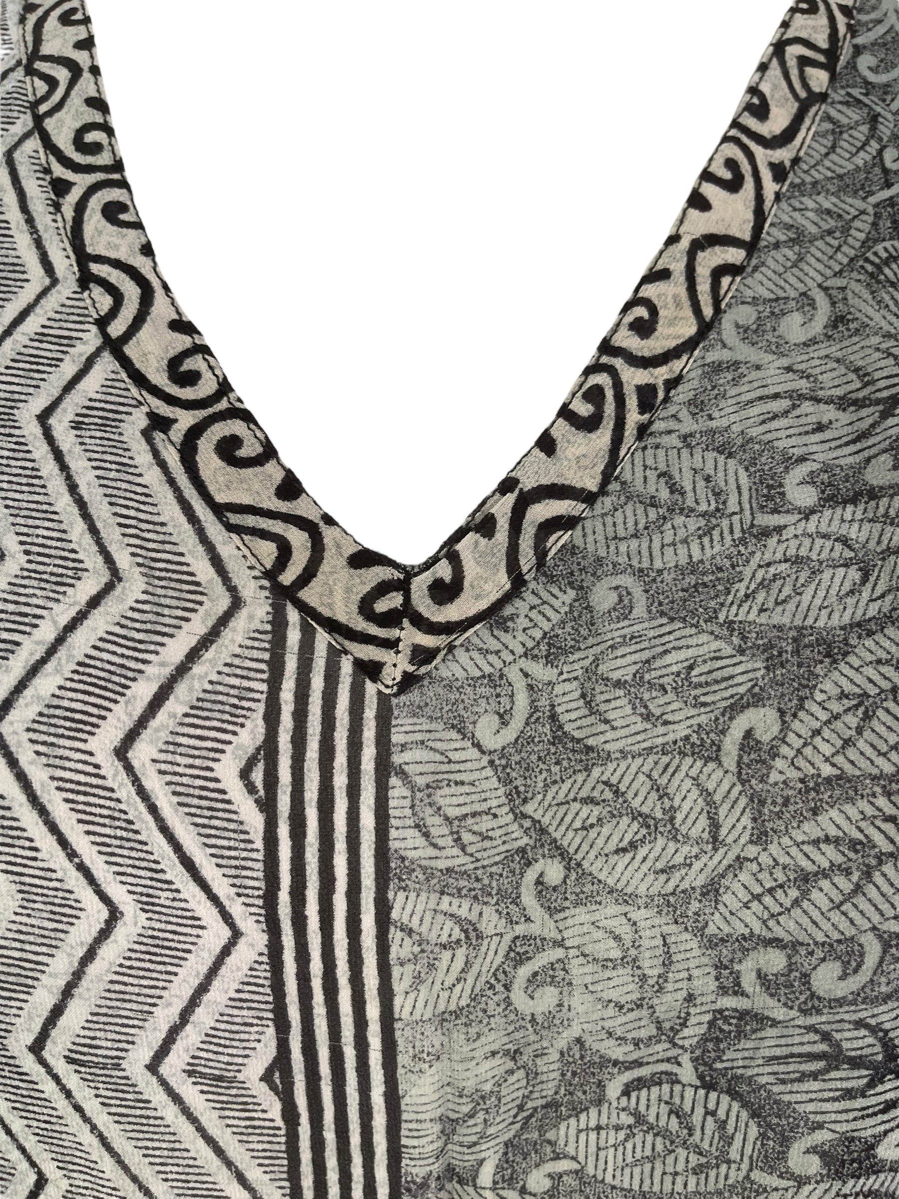 PRG7712 Sheer Wabi Sabi Pure Silk Short Kaftan Tunic With Slits