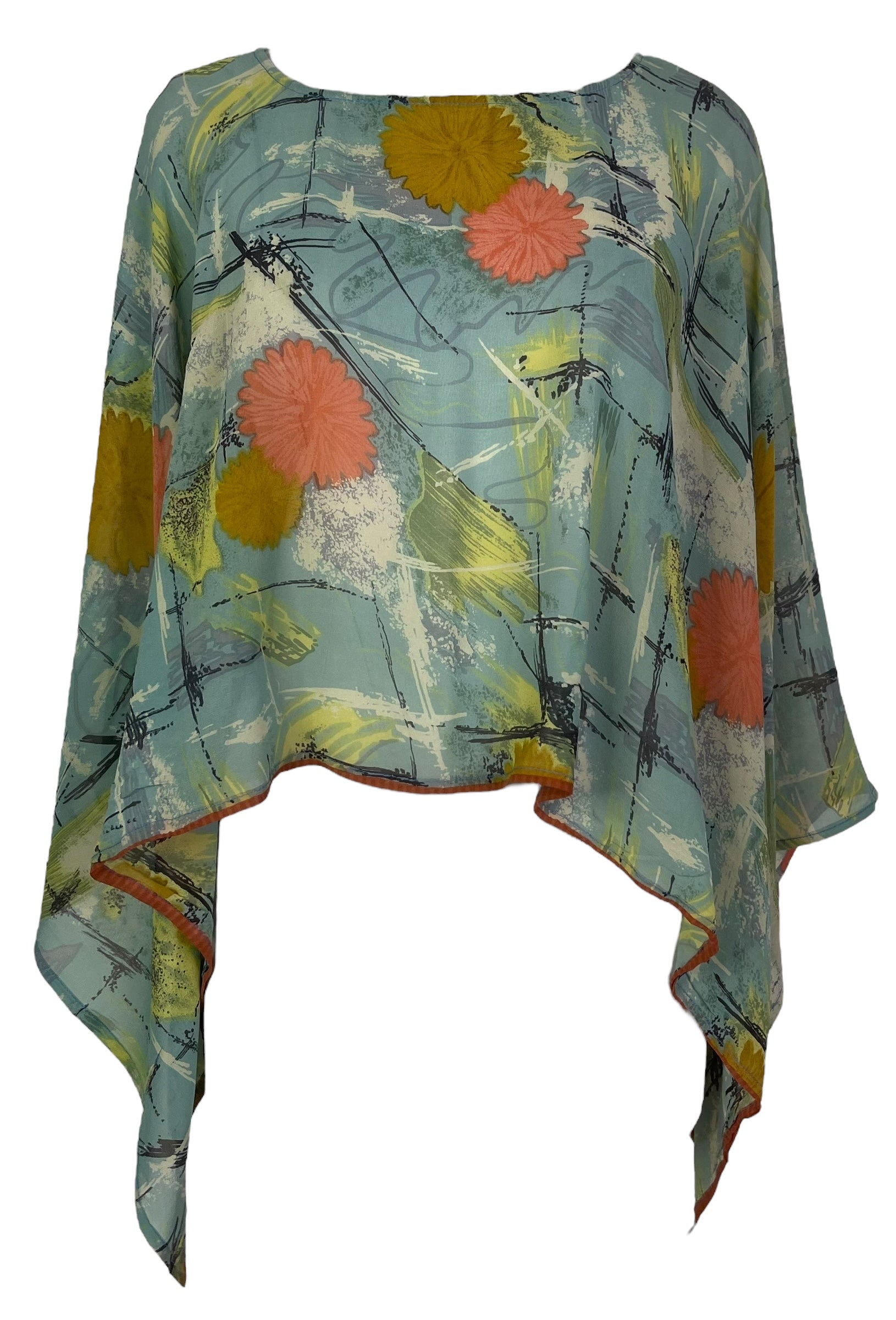 PRG7709 Sheer Avatar Pure Silk Capelet Poncho