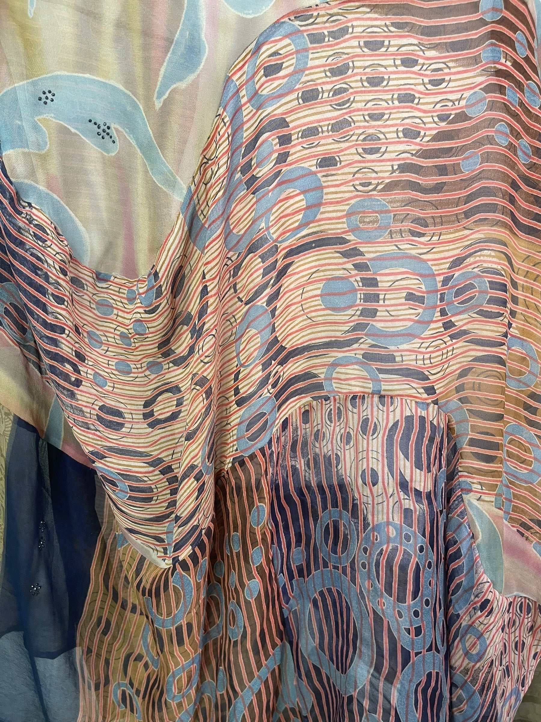 PRG7990 Sheer Wabi Sabi Sculptural Silk Long Tunic Dress