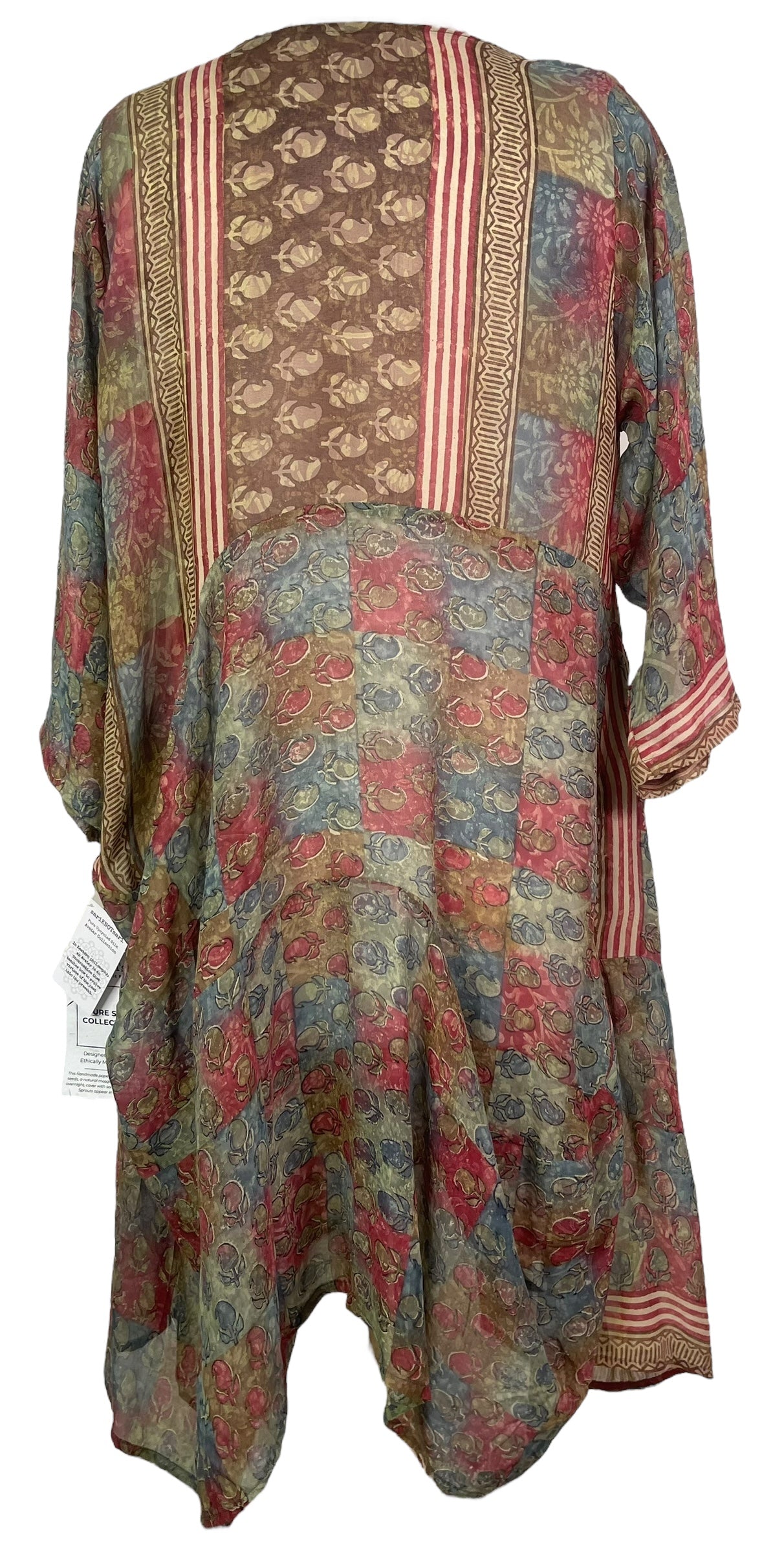 PRG7991 Sheer Avatar Pure Silk Sculptural Long Tunic Dress