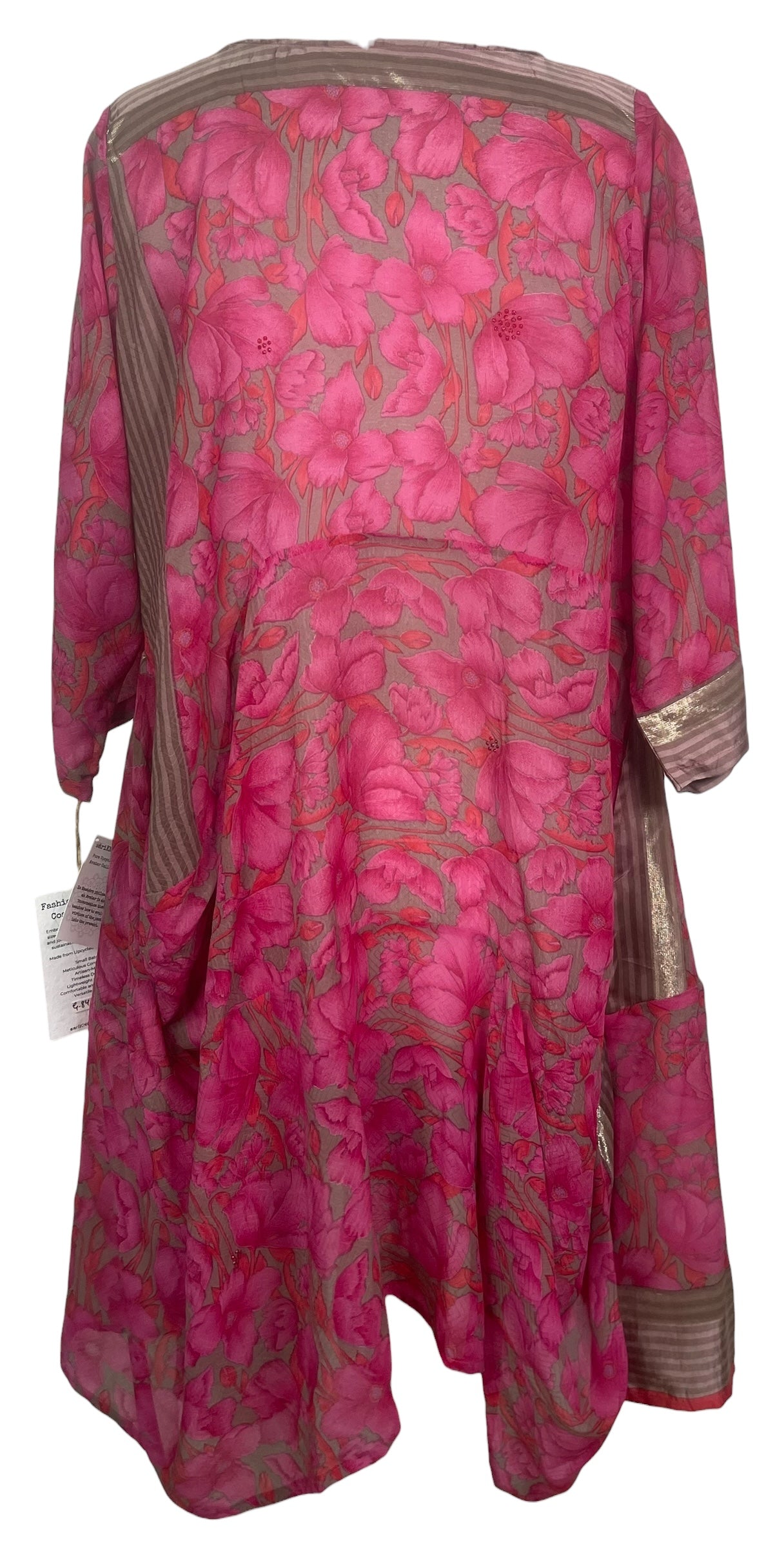 PREVIEW PRG8435 Sheer Avatar Pure Silk Sculptural Long Tunic Dress by FEBRUARY2026 – Handmade ethical Sculptural Dress from sariKNOTsari using upcycled silk. Designed in Canada for travel and slow fashion, loved from Toronto to LA to Sydney.