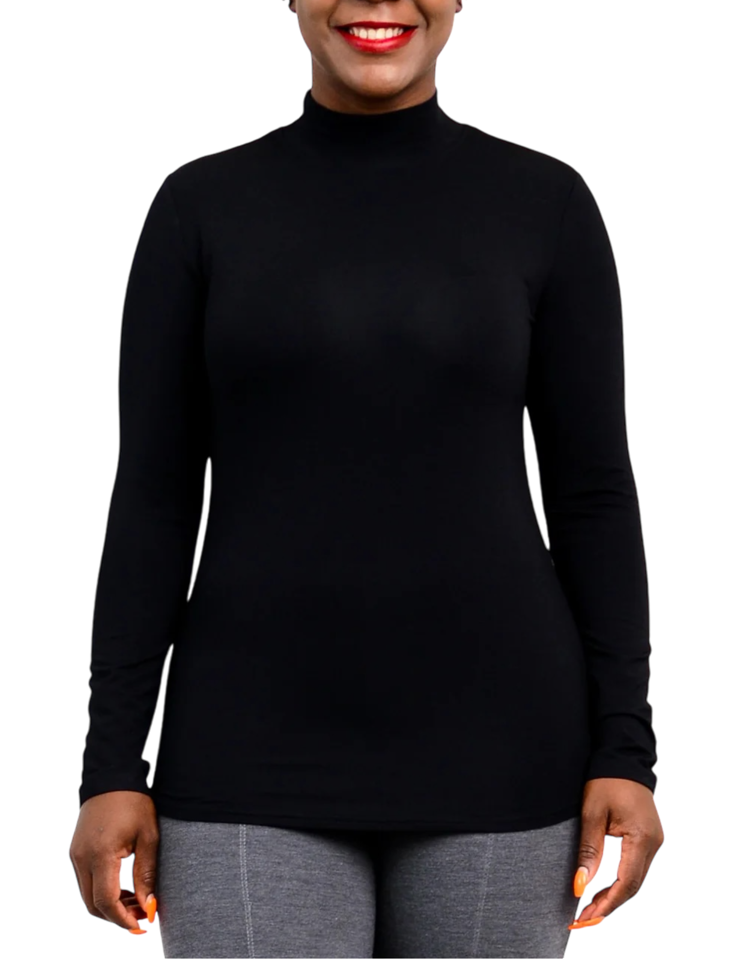 Tonya Black Bamboo Mock Neck Top