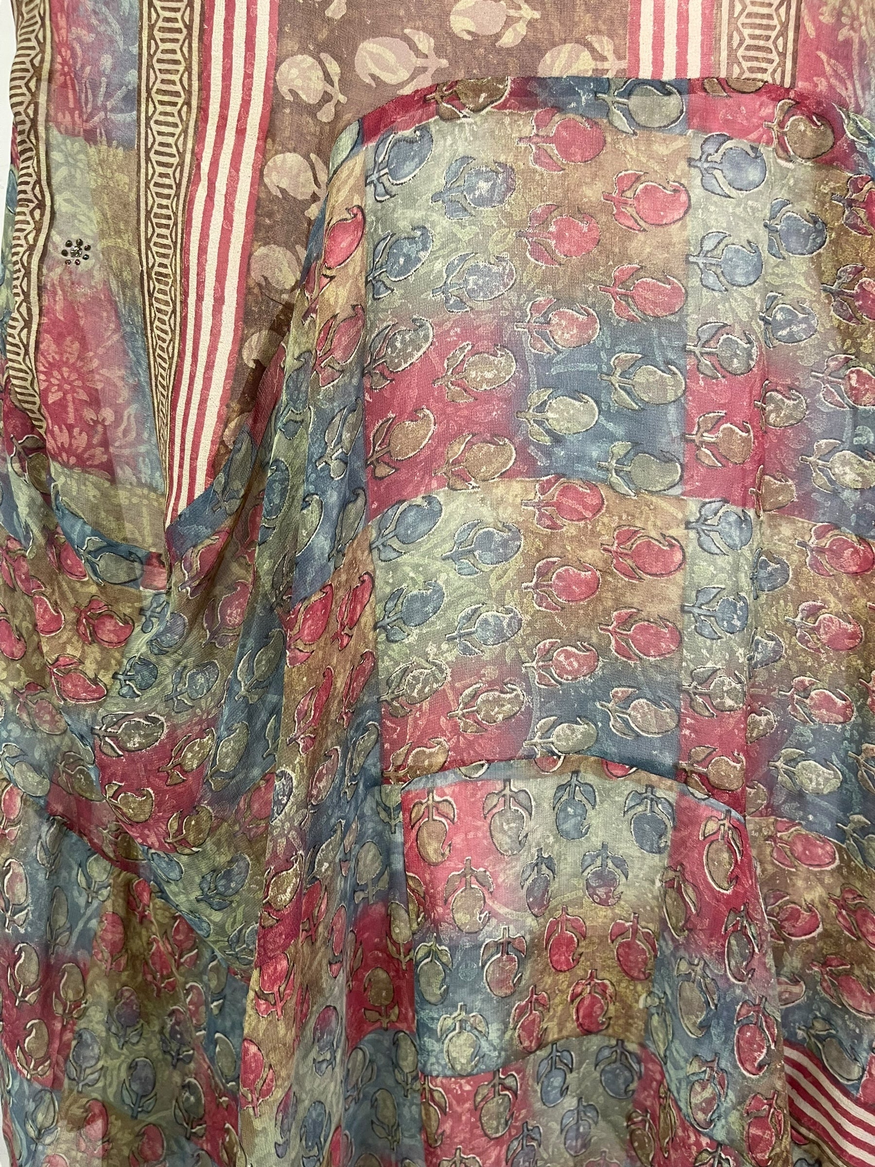 PRG7991 Sheer Avatar Pure Silk Sculptural Long Tunic Dress