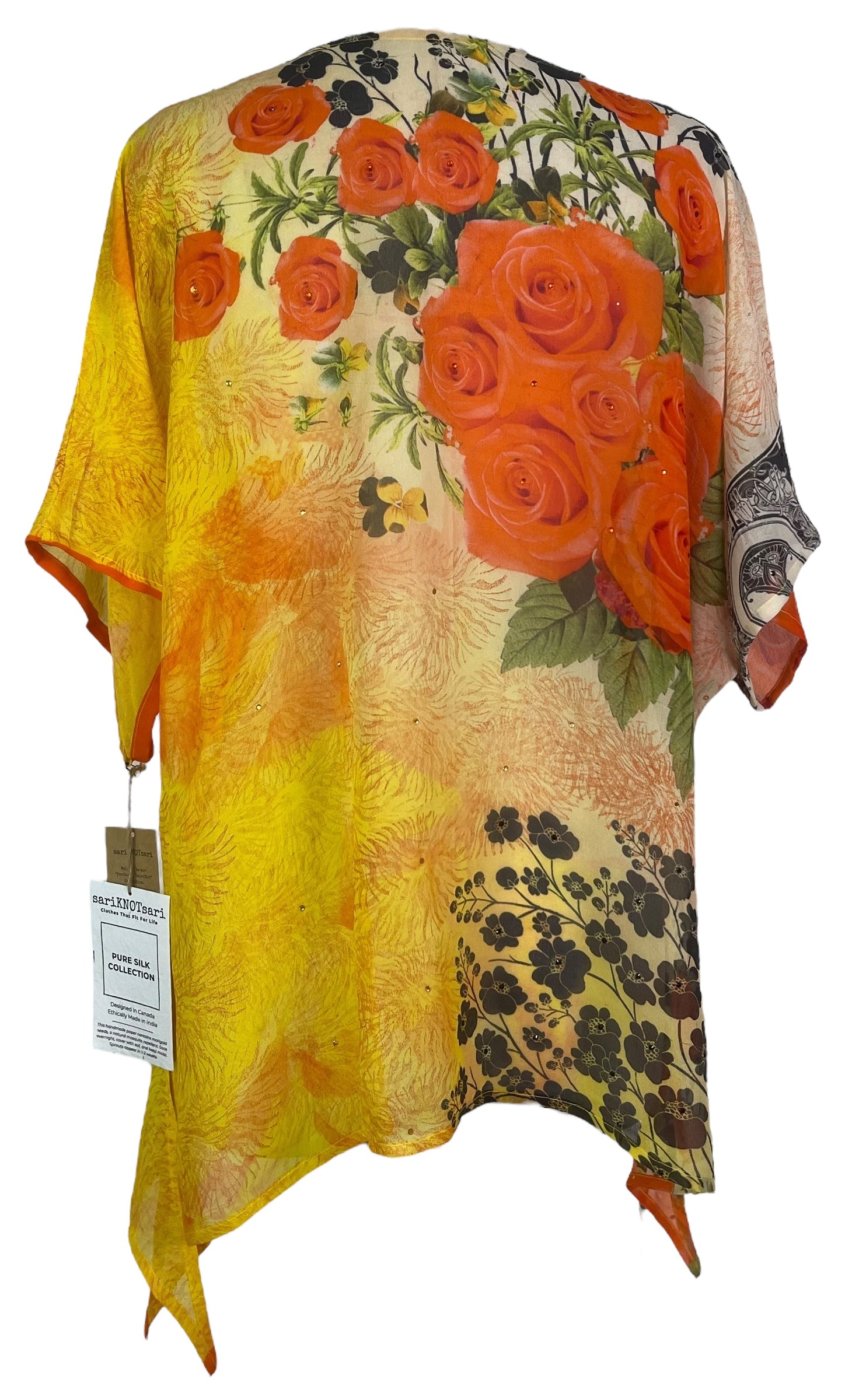PREVIEW PRG8056  Wabi Sabi Pure Silk Long Tunic with Side Ties by DECEMBER2025 – Handmade ethical Side Tie Tunic from sariKNOTsari using upcycled silk. Designed in Canada for travel and slow fashion, loved from Toronto to LA to Sydney.