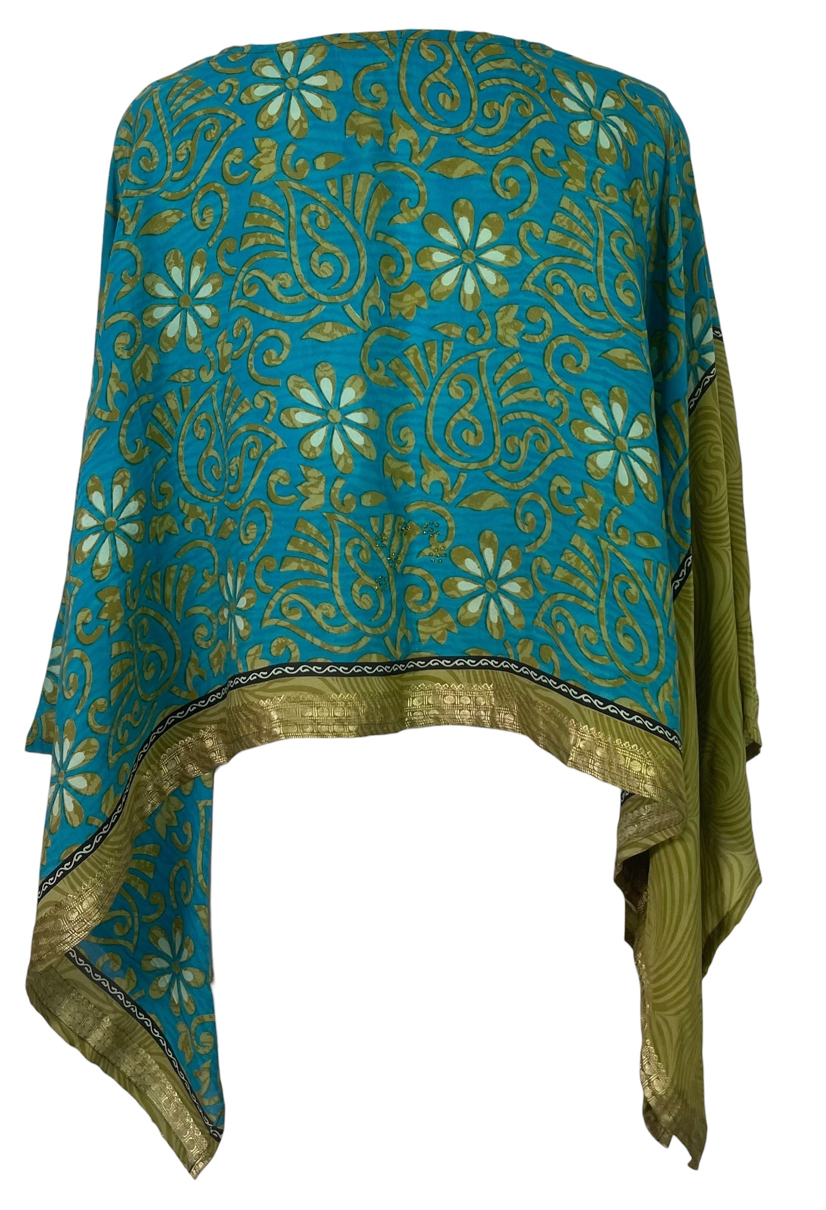 PREVIEW PRC8693 Avatar Pure Silk Capelet Poncho by MARCH2026 – Handmade ethical Poncho from sariKNOTsari using upcycled silk. Designed in Canada for travel and slow fashion, loved from Toronto to LA to Sydney.