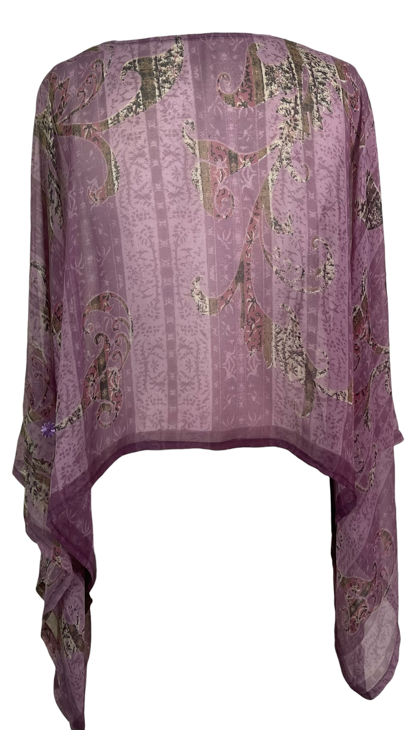 PREVIEW PRG8770 Sheer  Wabi Sabi Pure Silk Kimono-Sleeved Top by MARCH2026 – Handmade ethical Kimono Top from sariKNOTsari using upcycled silk. Designed in Canada for travel and slow fashion, loved from Toronto to LA to Sydney. Featuring Zsiska, Bryn Walker and Artisan Leather coats by Rejean Pepin, Pepin designs