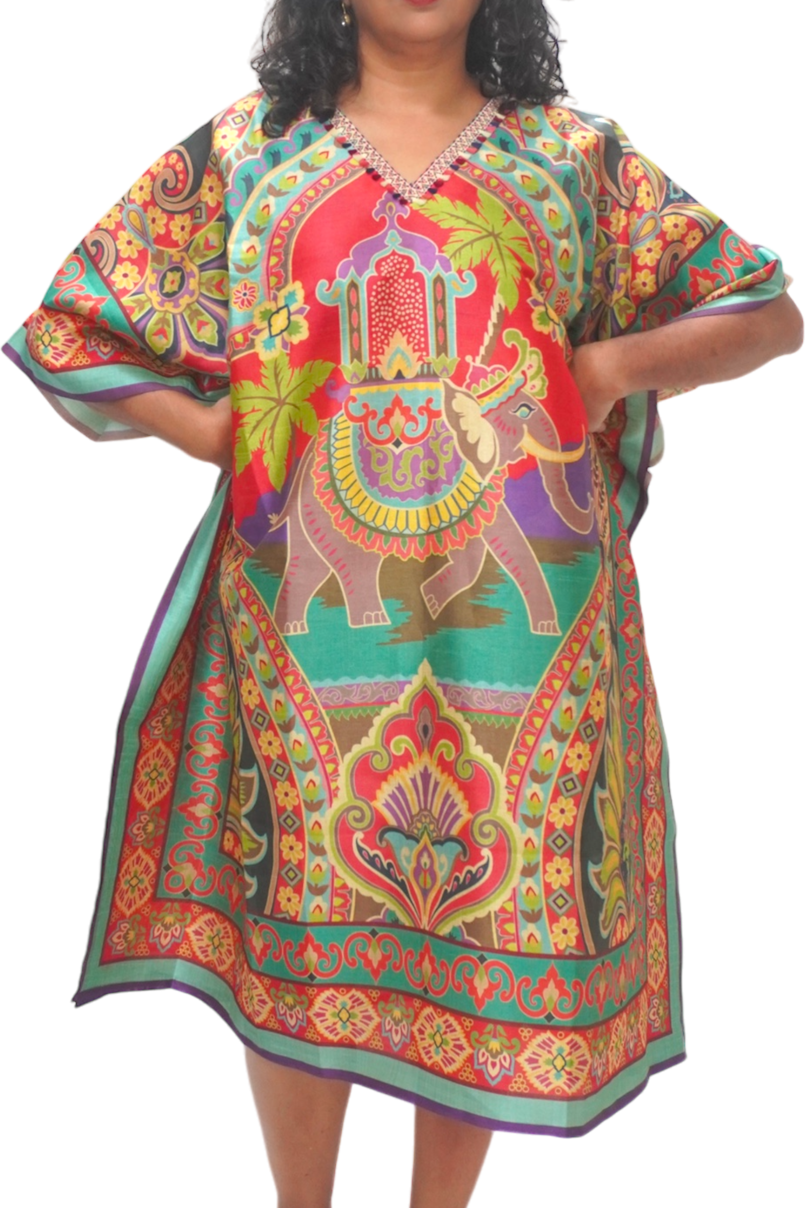 The Mira Silk Blend Midi Length Kaftan LOOSE FIT