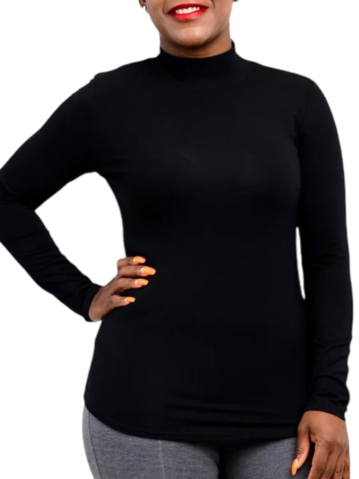 Tonya Black Bamboo Mock Neck Top