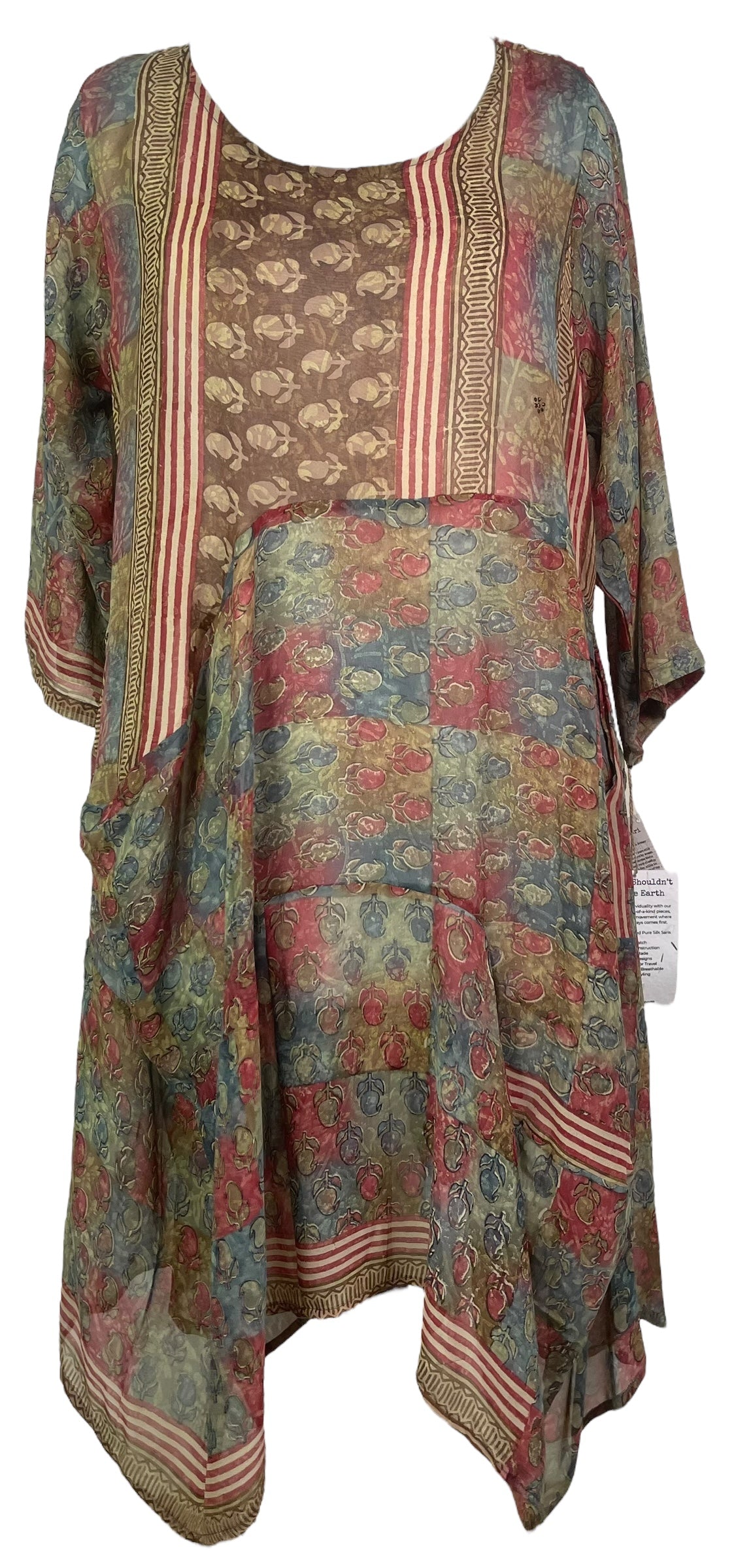 PRG7991 Sheer Avatar Pure Silk Sculptural Long Tunic Dress