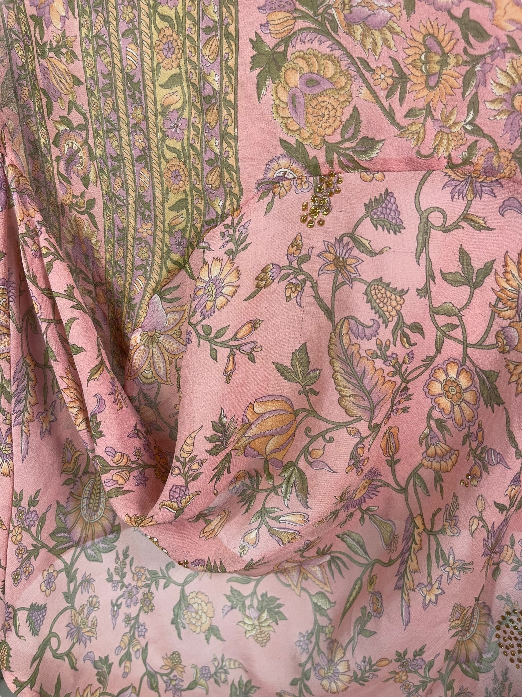 PRG7965 Sheer Wabi Sabi Pure Silk Self Pocket Tunic Dress