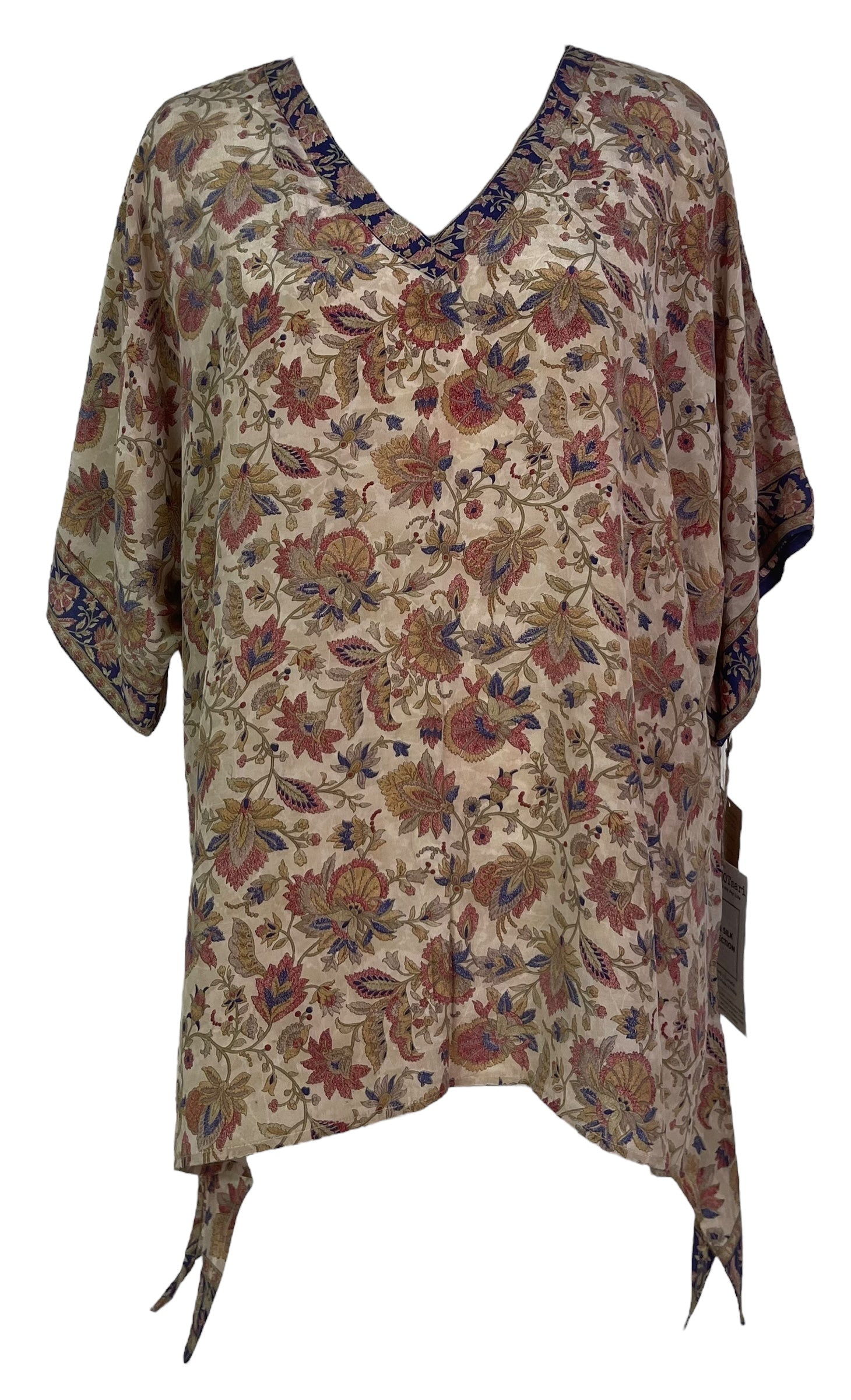 PRC7868 Wabi Sabi Pure Silk Long Tunic with Side Ties