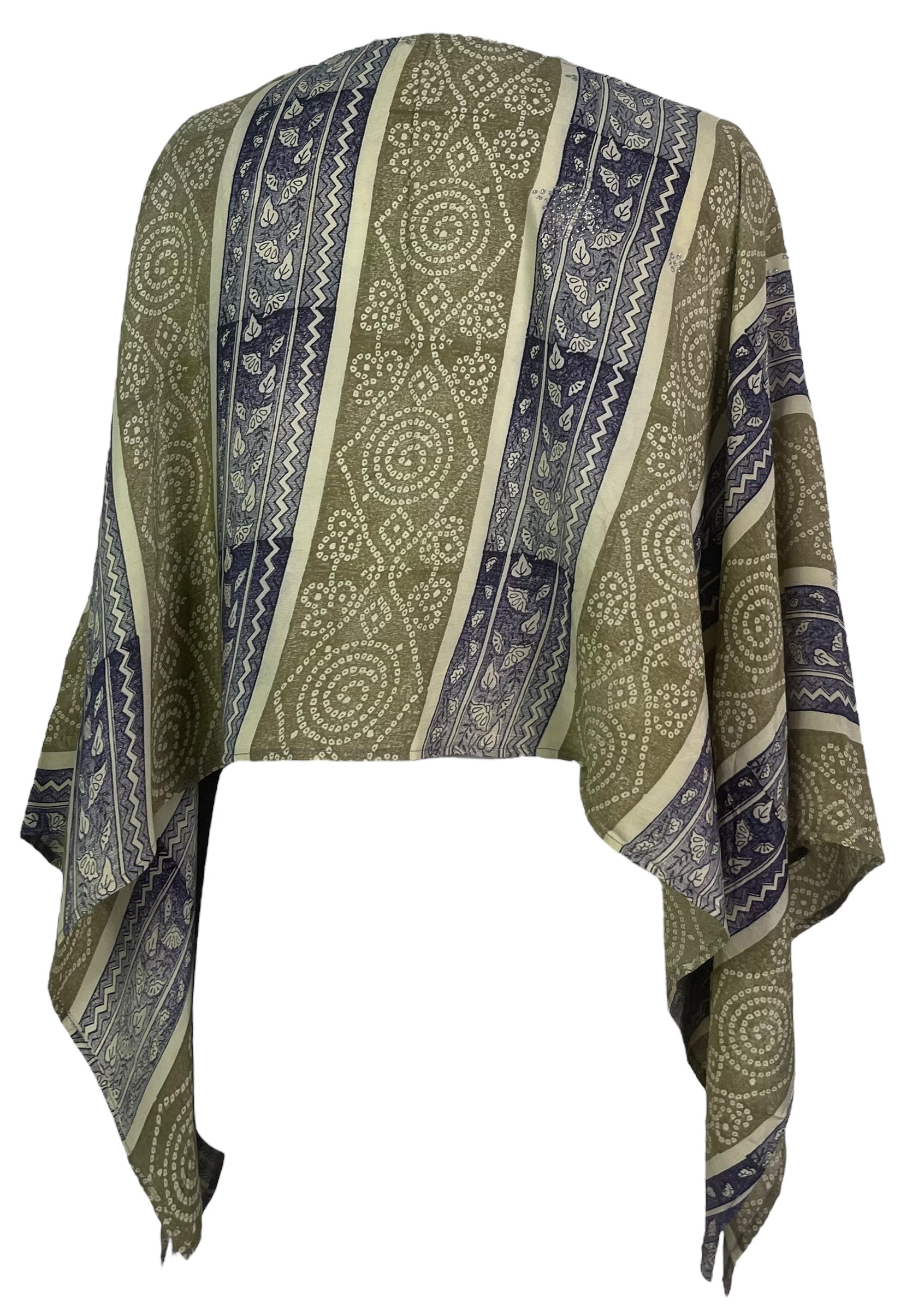 PREVIEW PRC7639 Avatar Pure Silk Capelet Poncho by DECEMBER2025 – Handmade ethical Poncho from sariKNOTsari using upcycled silk. Designed in Canada for travel and slow fashion, loved from Toronto to LA to Sydney.
