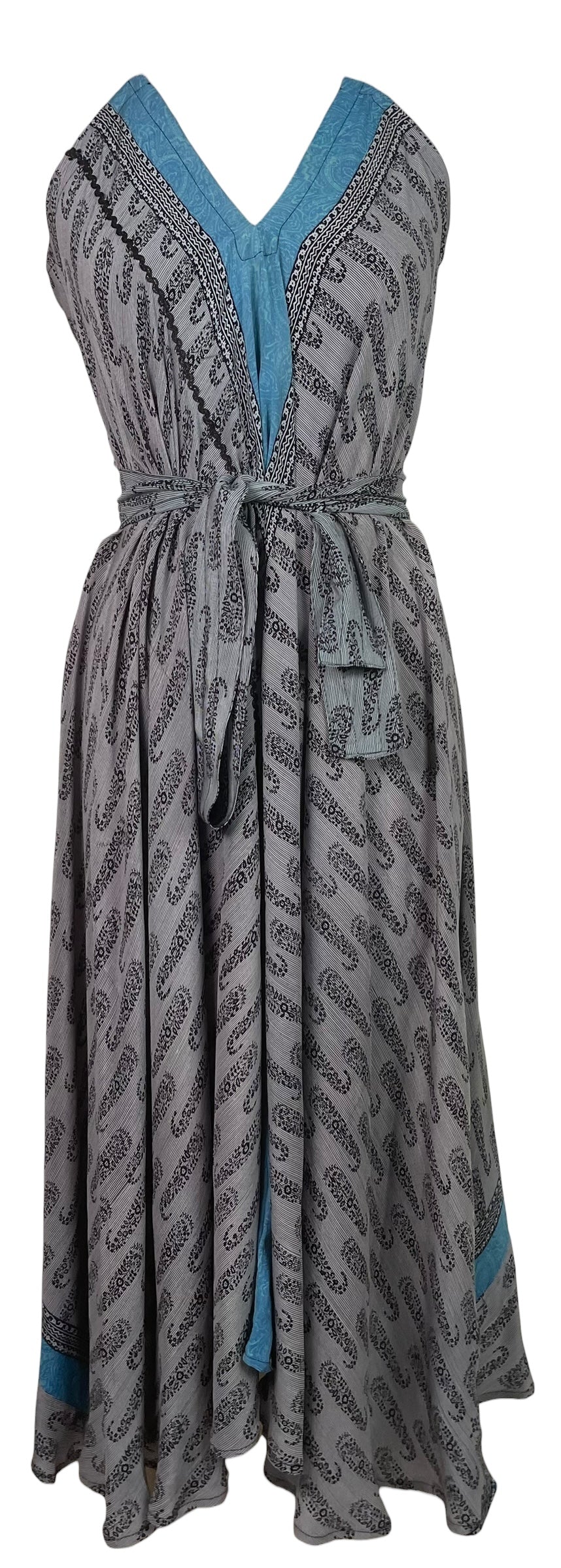 PREVIEW PRC8645 Avatar Pure Silk Maxi Dress with Belt by MARCH2026 – Handmade ethical Maxi Dress from sariKNOTsari using upcycled silk. Designed in Canada for travel and slow fashion, loved from Toronto to LA to Sydney.