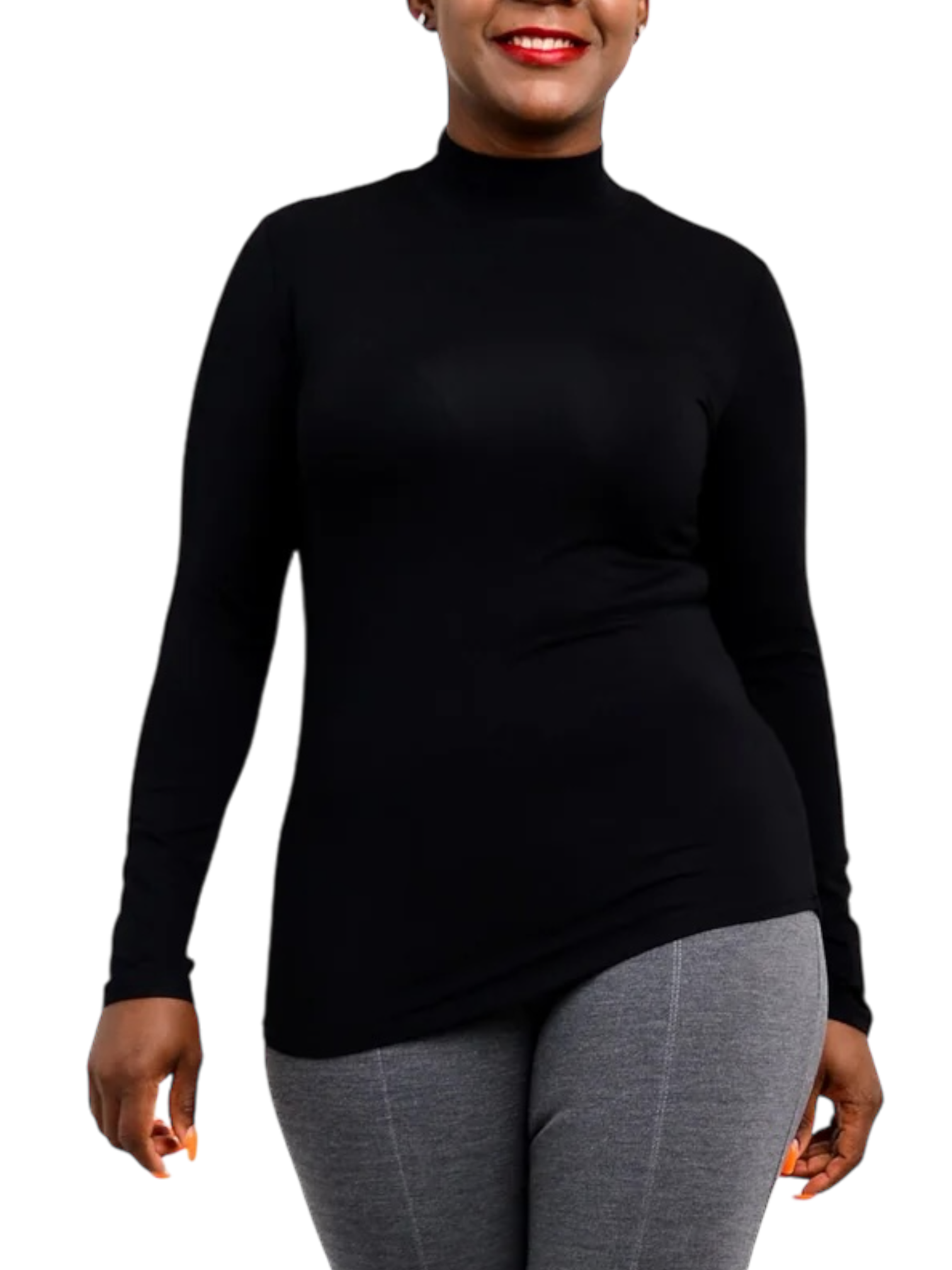 Tonya Black Bamboo Mock Neck Top