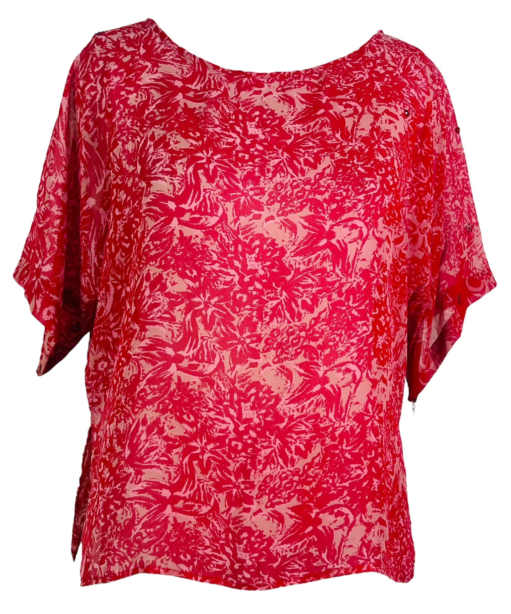 PRG7039 Sheer Wabi Sabi Pure Silk Side Slit Top