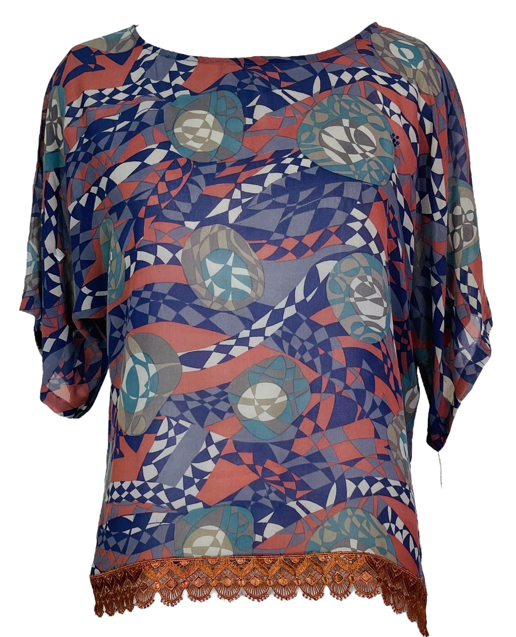 PRG7269 Sheer Wabi Sabi Pure Silk Side Slit Top