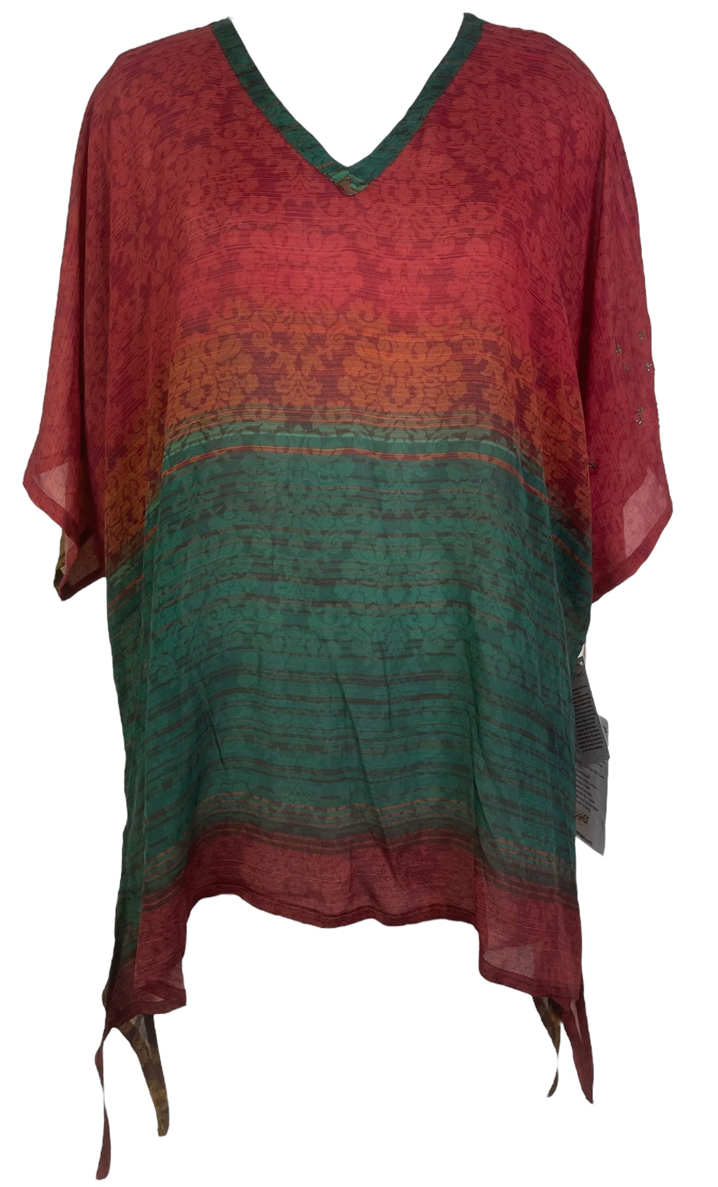 PRG8055 Sheer Avatar Pure Silk Long Tunic with Side Ties