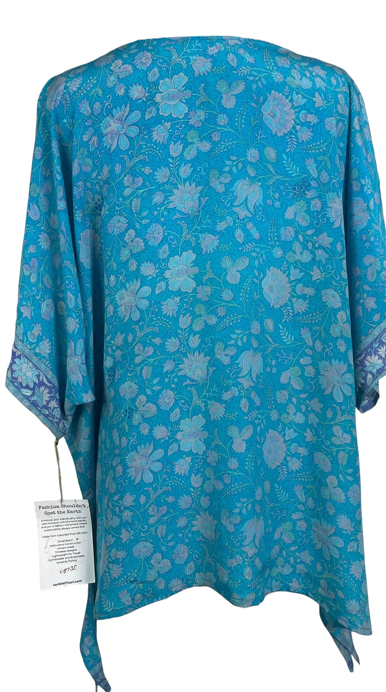 PREVIEW PRC8735 Avatar Pure Silk Long Tunic with Side Ties by MARCH2026 – Handmade ethical Side Tie Tunic from sariKNOTsari using upcycled silk. Designed in Canada for travel and slow fashion, loved from Toronto to LA to Sydney.