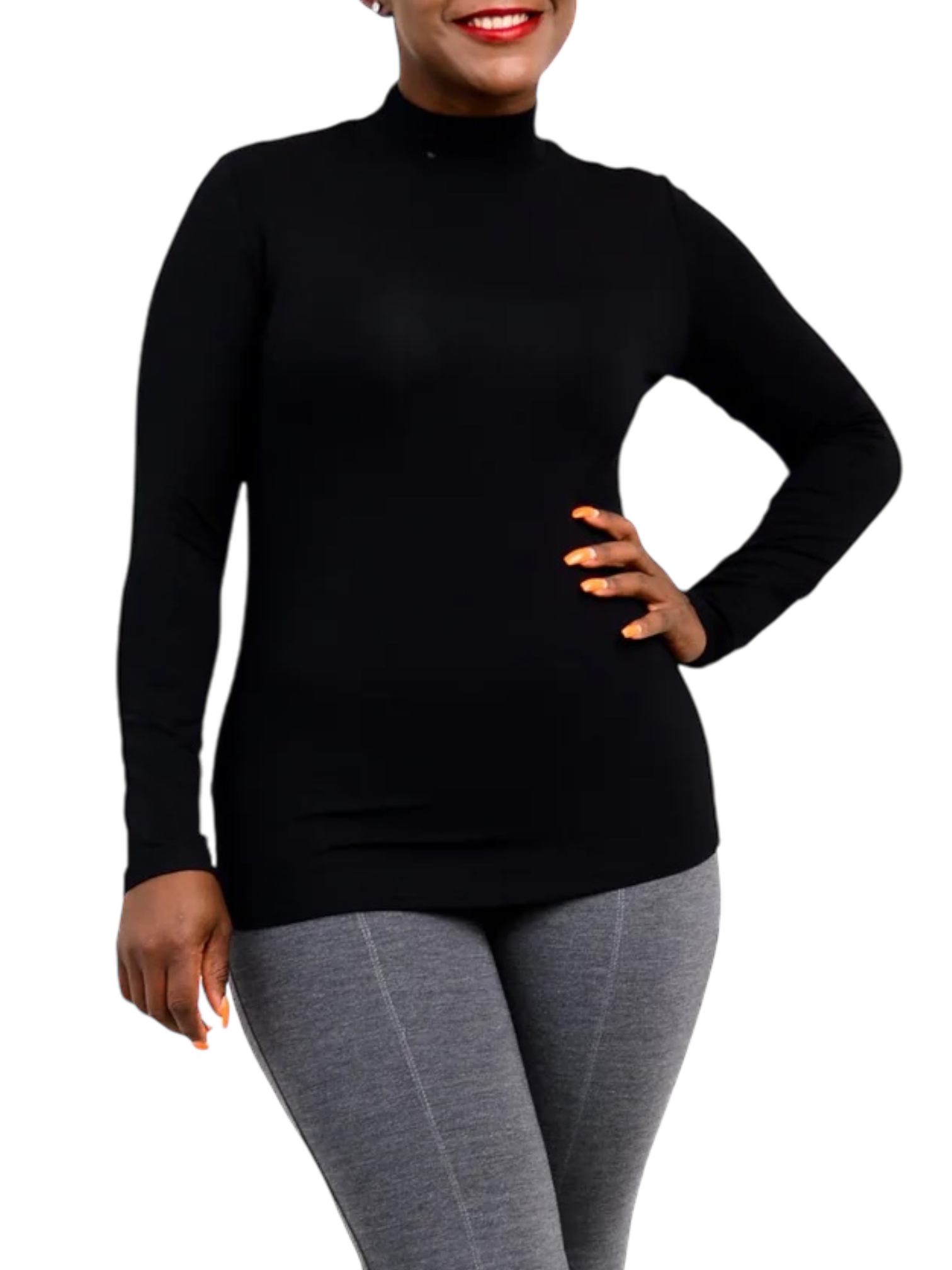 Tonya Black Bamboo Mock Neck Top